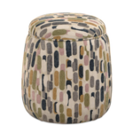 Outside The Box 19x20 Arem Neutral Tones 100% Poly Performance Round Storage Ottoman