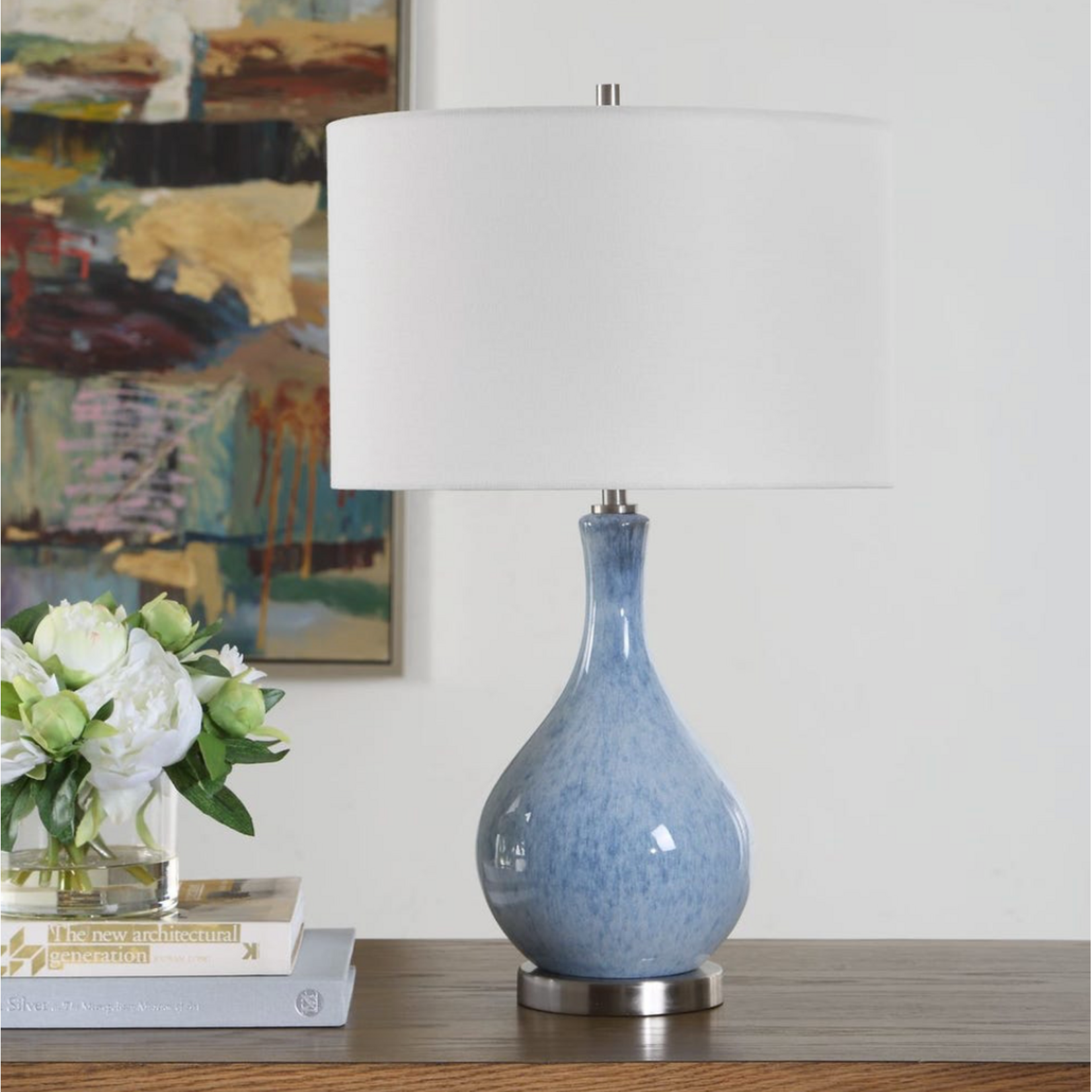 Outside The Box 24" Mottled Blue Glaze Ceramic Table Lamp
