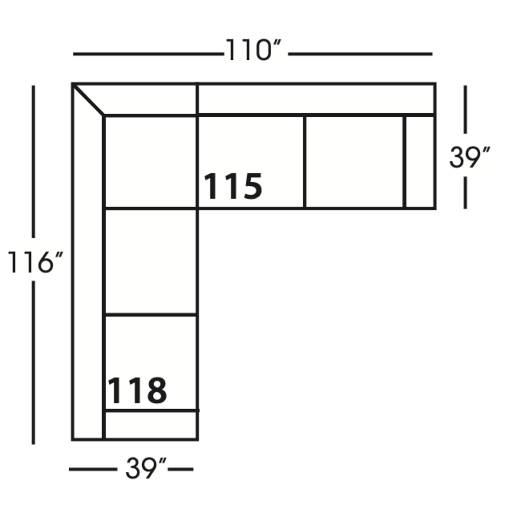 Outside The Box 116  Left x 110  Right Sylvie Bone White 100% Poly Performance Upholstered L-Shape Sectional 13032-43 (W)