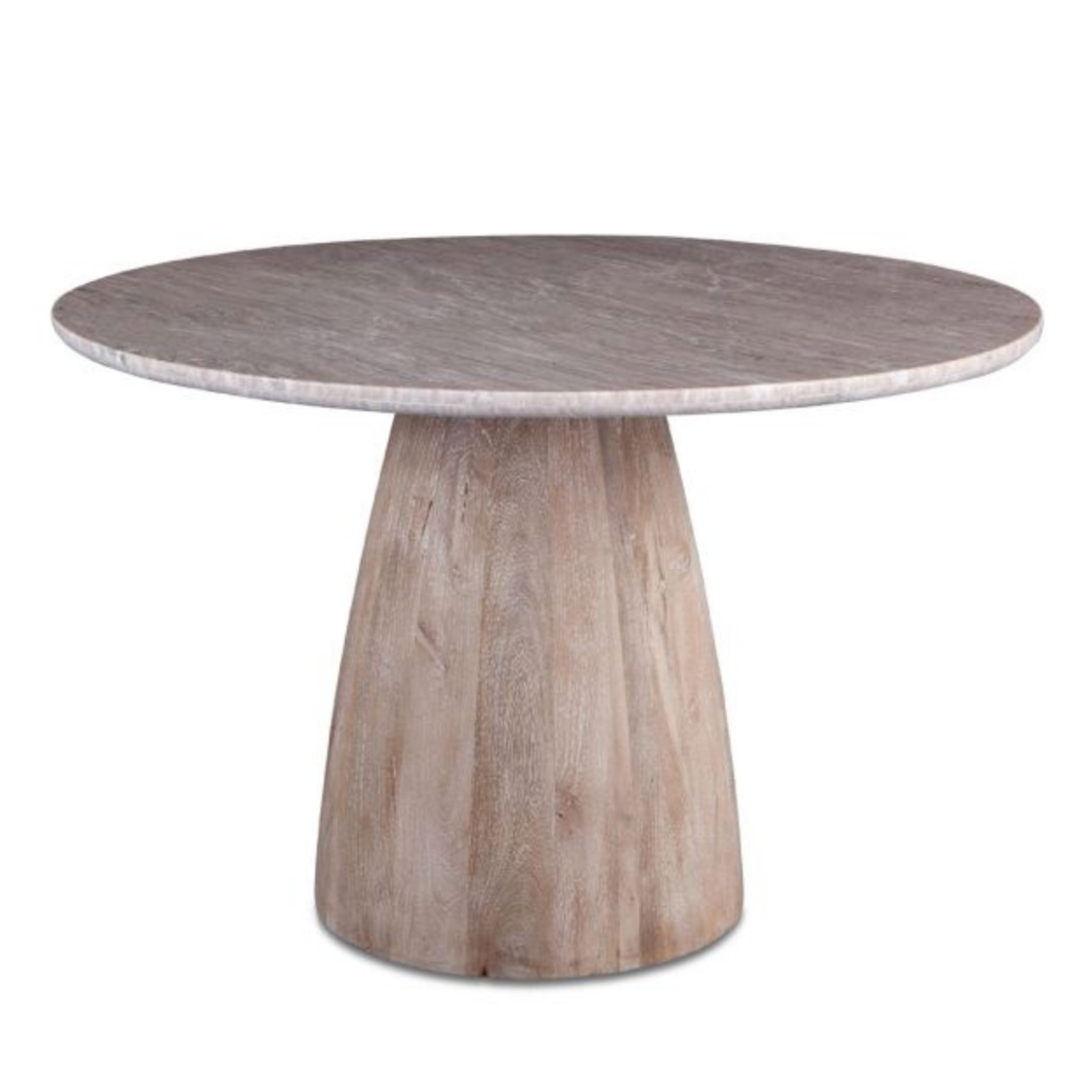 Outside The Box 48"  Palm Springs Brown Lajaria Marble Top & White Wash Mango Wood Dining Table