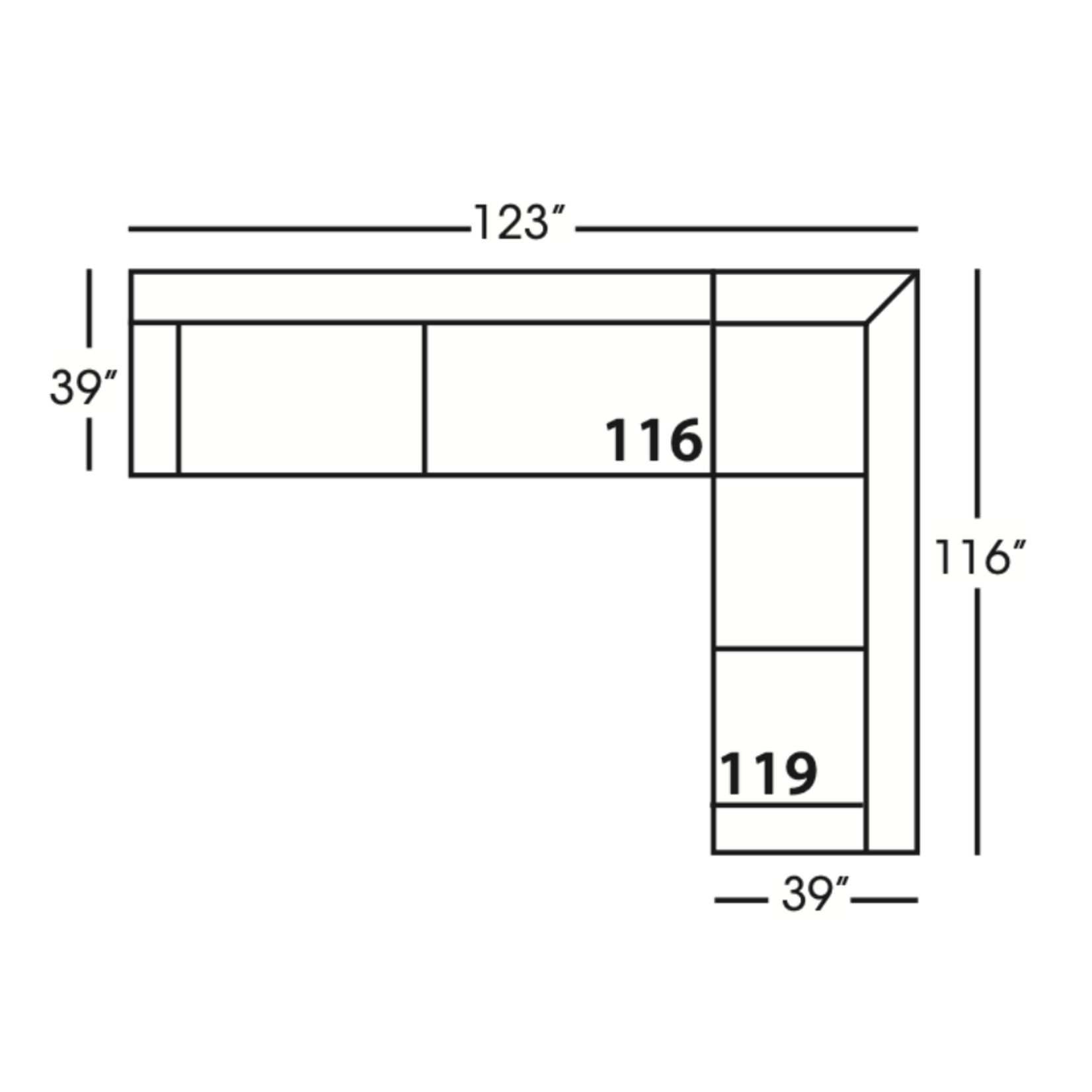 Outside The Box 123" Left x 116" Right Sylvie Bone White Kid Proof Performance Upholstered Cloud L-Shape Sectional BU104-43 (AA)