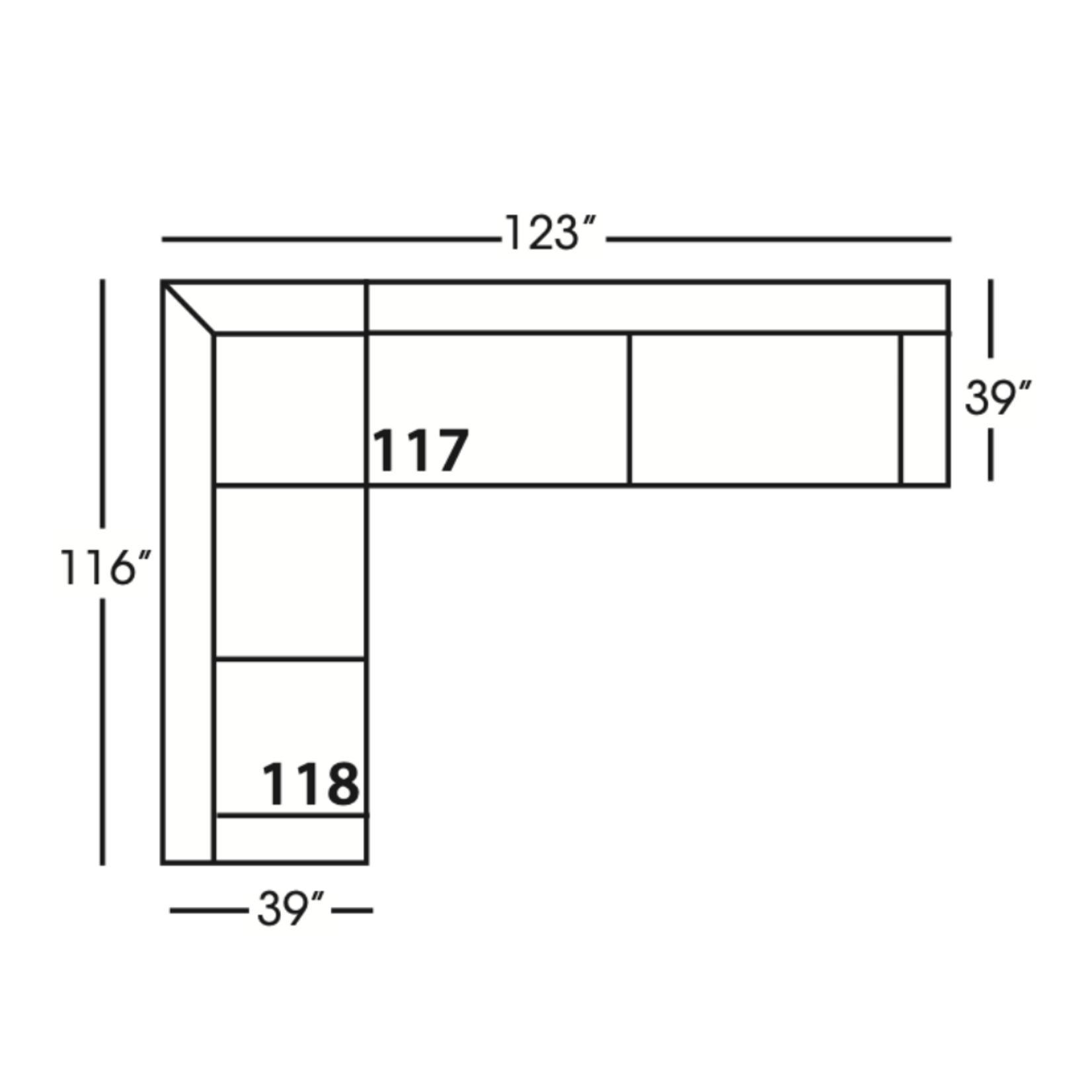 Outside The Box 123" Right x 116" Left Sylvie Bone White Kid Proof Performance Upholstered Cloud L-Shape Sectional BU104-43 (AA)