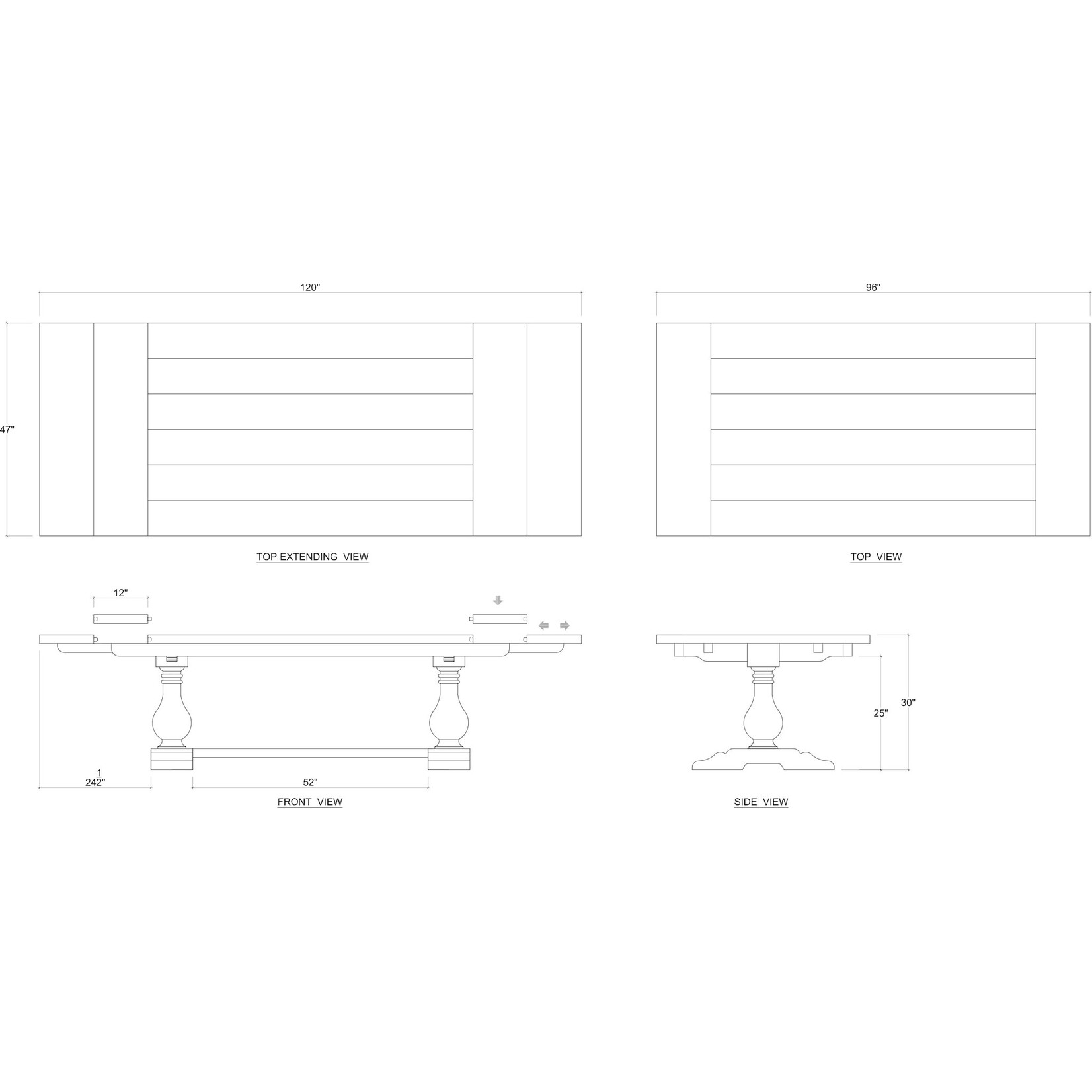 Outside The Box 96"  Extends To 120" Solid Mahogany Trestle Dining Table W / Grooves In Architectural White