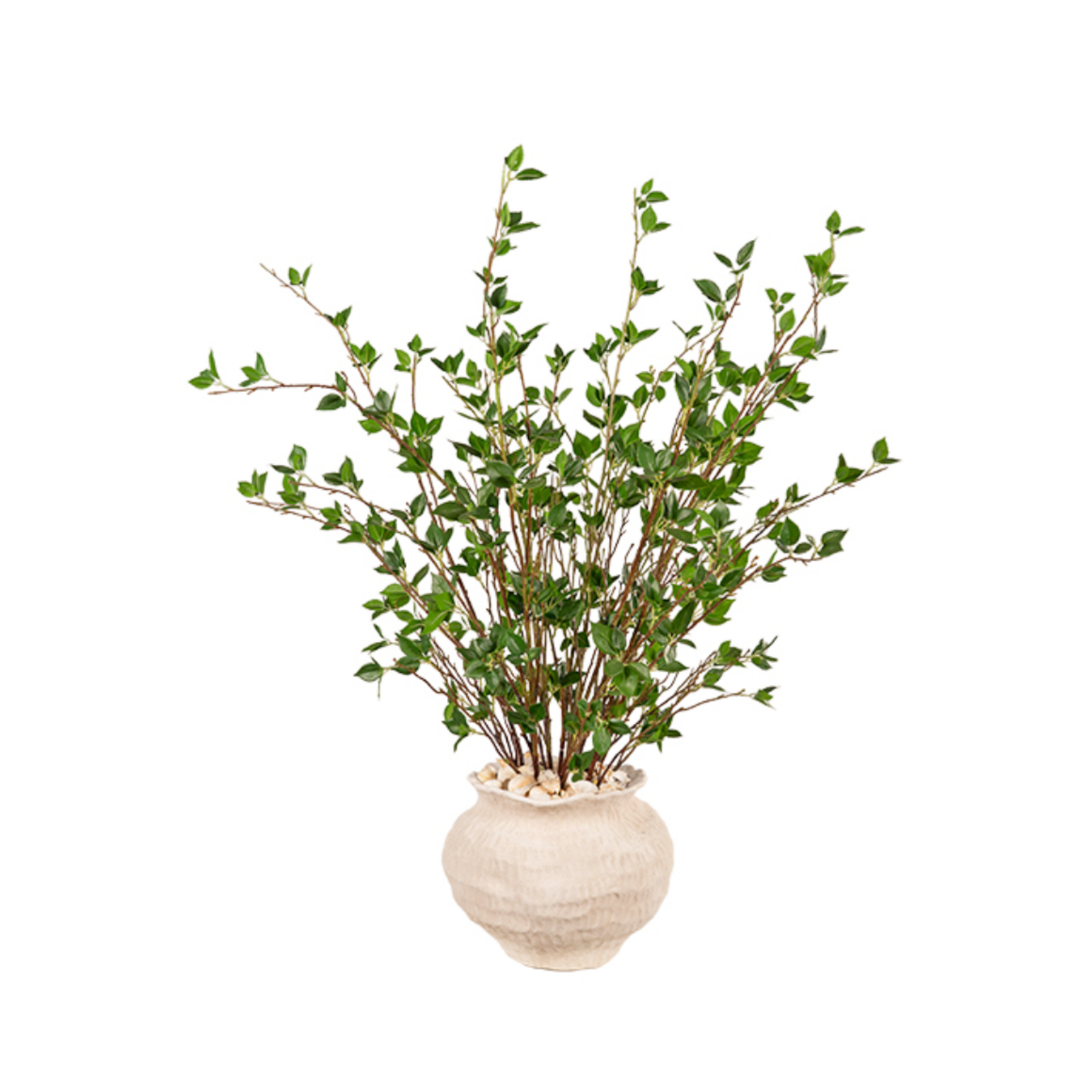 Outside The Box 42" Cherry Leaves Real Touch In Clouded Clay Planter