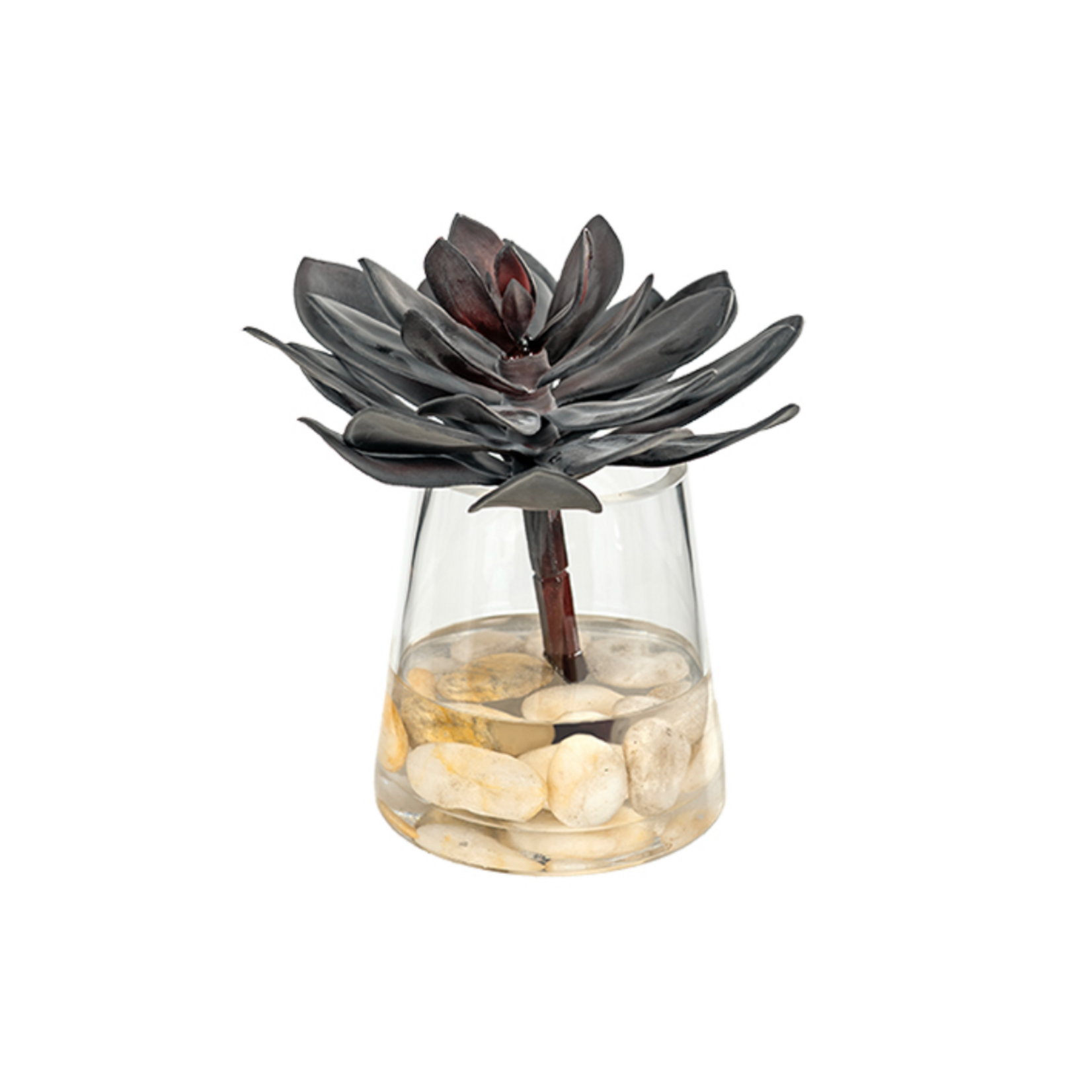 Outside The Box 0" Purple & Burgundy Faux Succulent In Taper Glass Vase