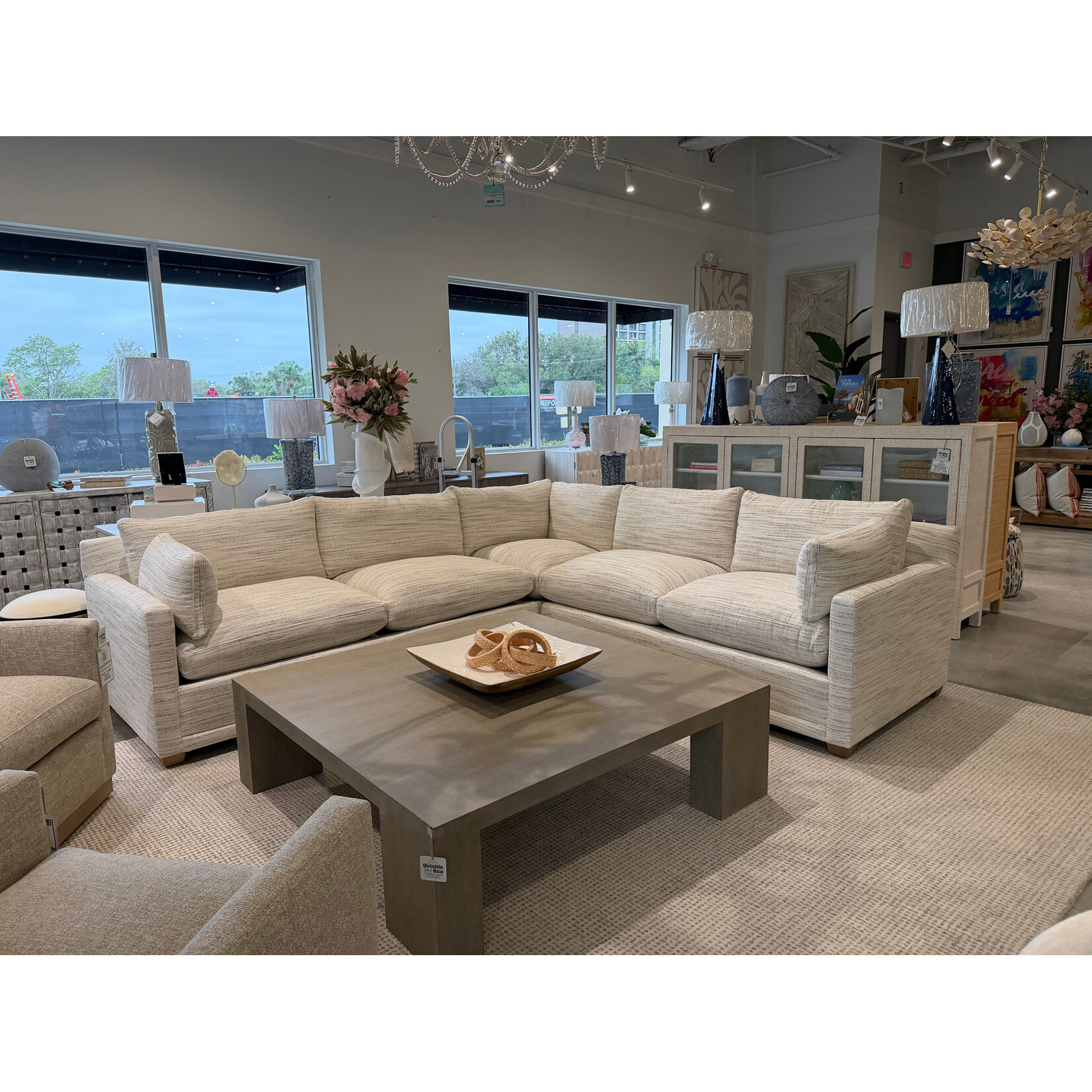 Outside The Box 116  Left x 110  Right Sylvie Bone White 100% Poly Performance Upholstered L-Shape Sectional 13032-43 (W)