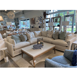 Outside The Box 123" Left x 116" Right Sylvie Bone White Kid Proof Performance Upholstered Cloud L-Shape Sectional BU104-43 (AA)