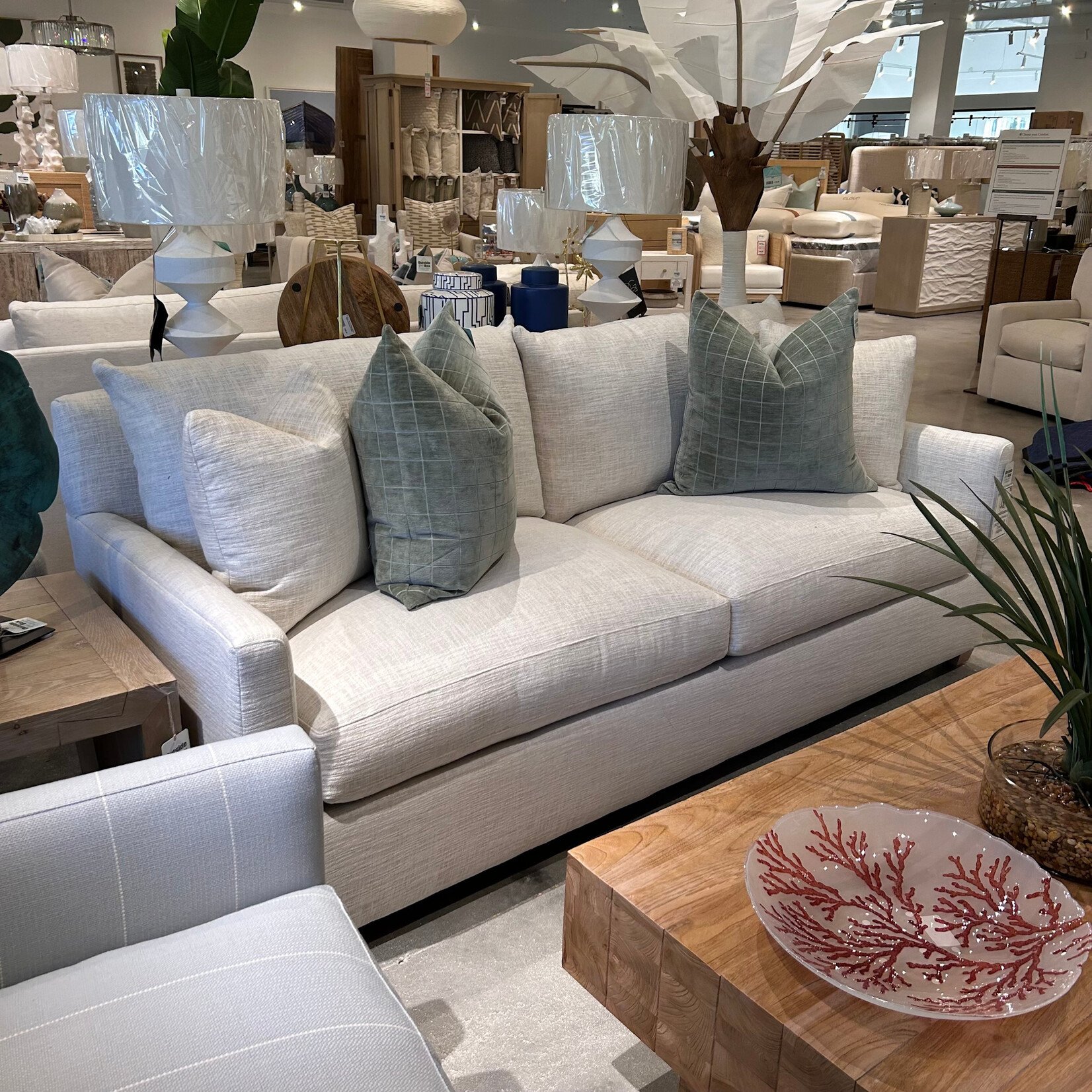 Outside The Box 89" Lilah Bone White Kid Proof Performance Upholstered Cloud 2 Cushion Sofa BU104-43 (AA)