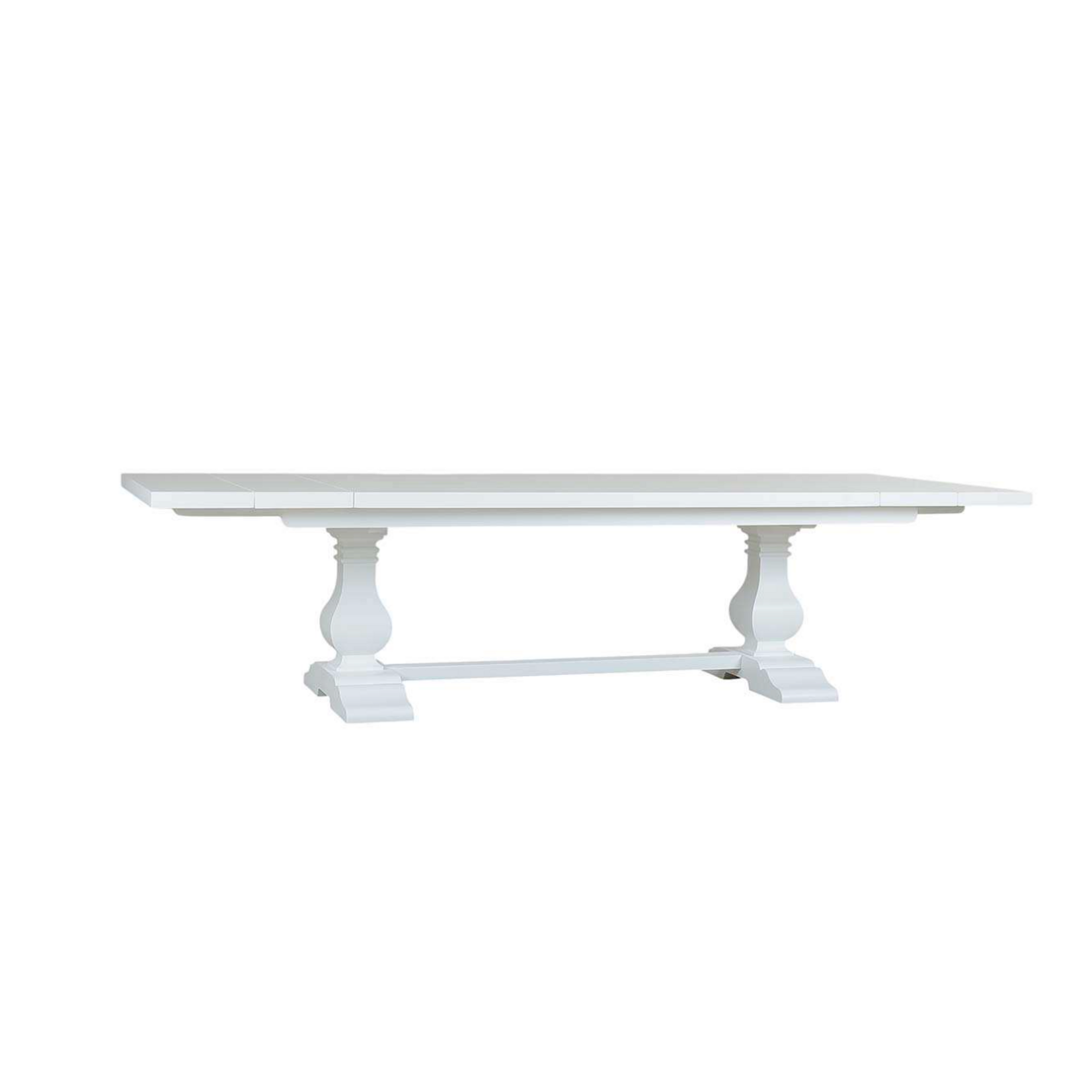 Outside The Box 96"  Extends To 120" Solid Mahogany Trestle Dining Table W / Grooves In Architectural White