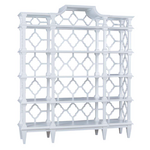 Outside The Box 72x19x84 Chinois Solid Mahogany Open Bookcase In Architectural White - HRW