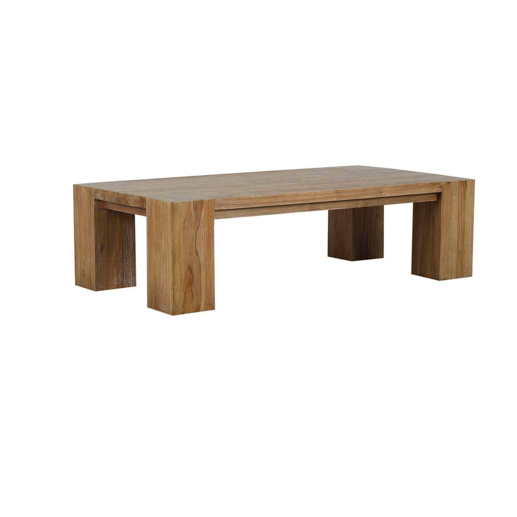 Outside The Box 63x33x18 Tuscan Rustic Distressed Solid Teak Wood Coffee Table In White Wash - TWW