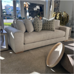 Outside The Box 110" Maddox Bone White Kid Proof Performance Upholstered Bliss Premium Cushion Sofa BU104-43 (AA)