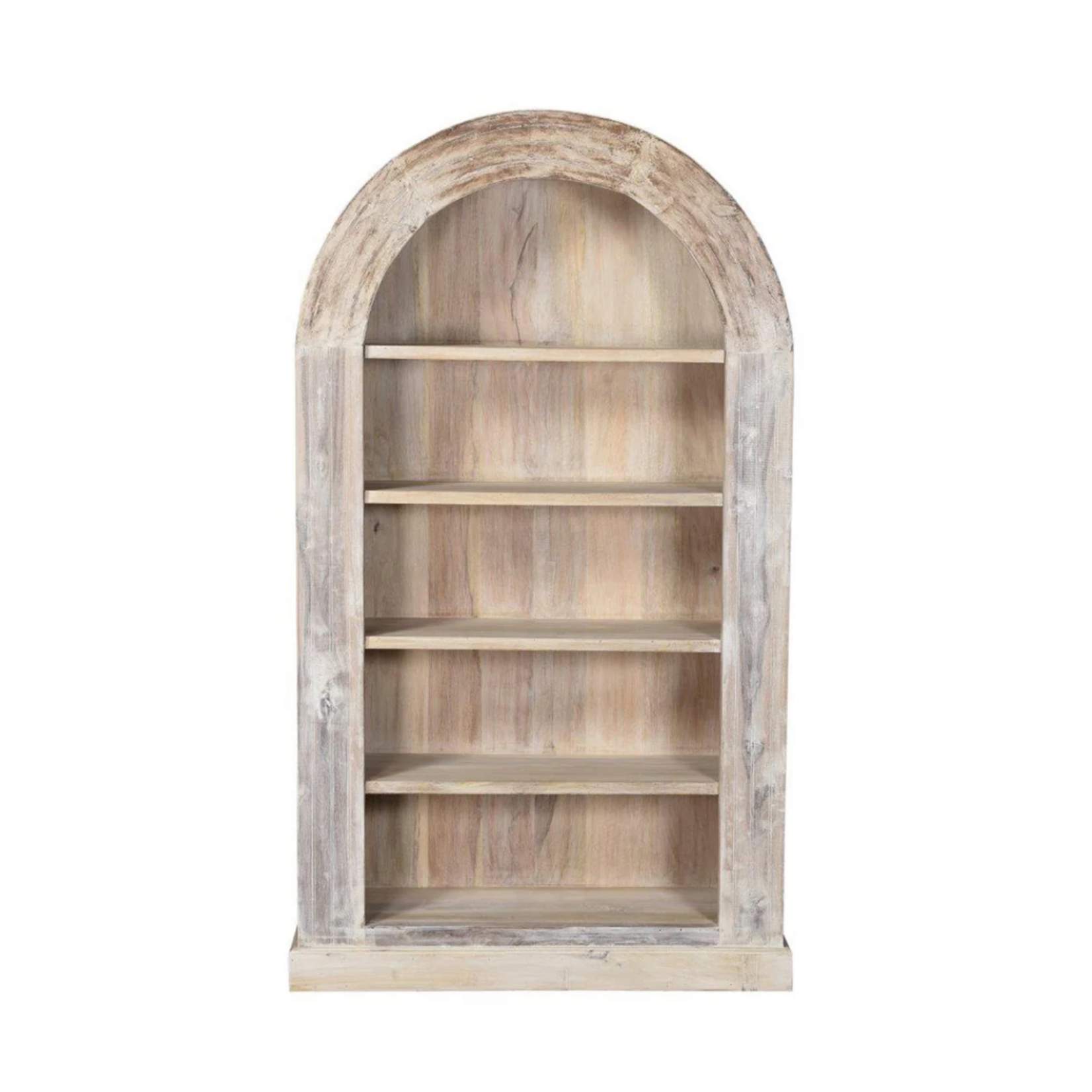 Outside The Box 82x15x43 Gizelle Bleached Reclaimed Wood Open Arch Bookcase