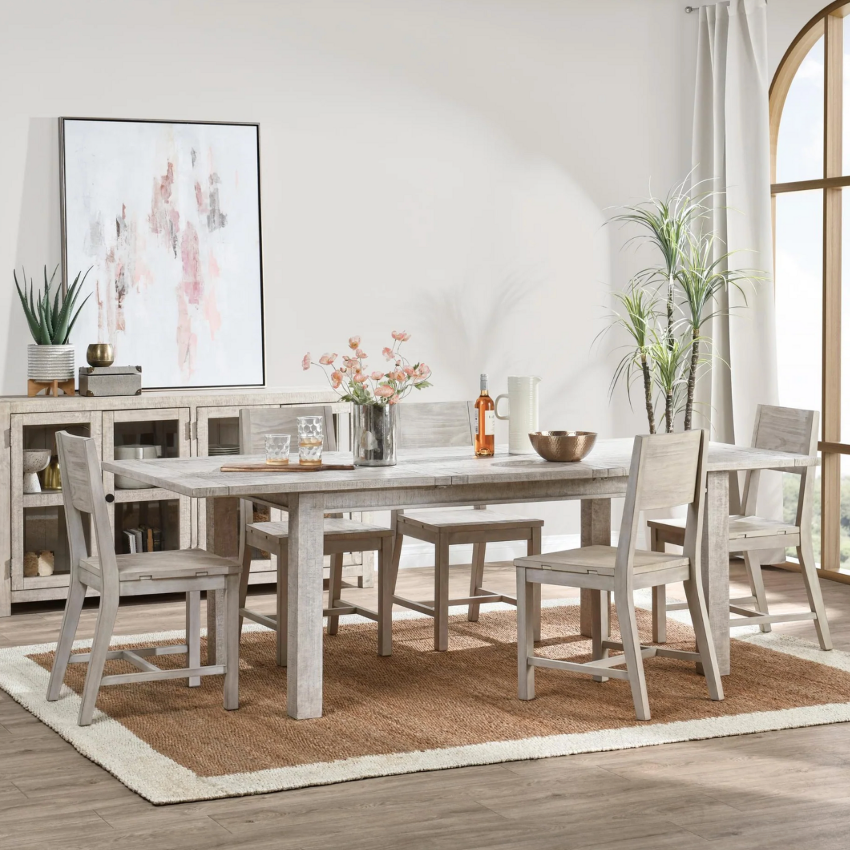Outside The Box 71" Extends To 94" Driftwood Antique Ivory Reclaimed Pine Dining Table
