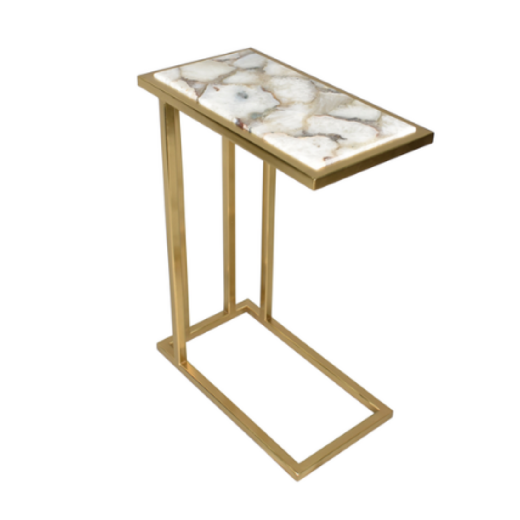 Outside The Box 9x17x24 Antique Gold & White Agate Cocktail / Side Table