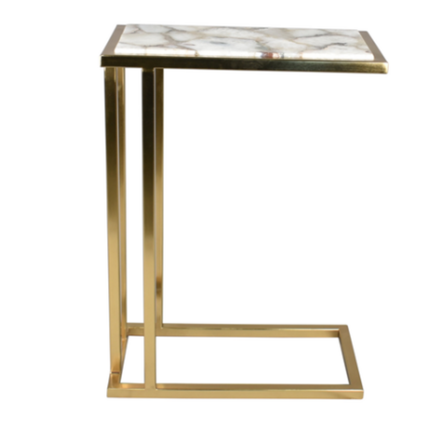 Outside The Box 9x17x24 Antique Gold & White Agate Cocktail / Side Table