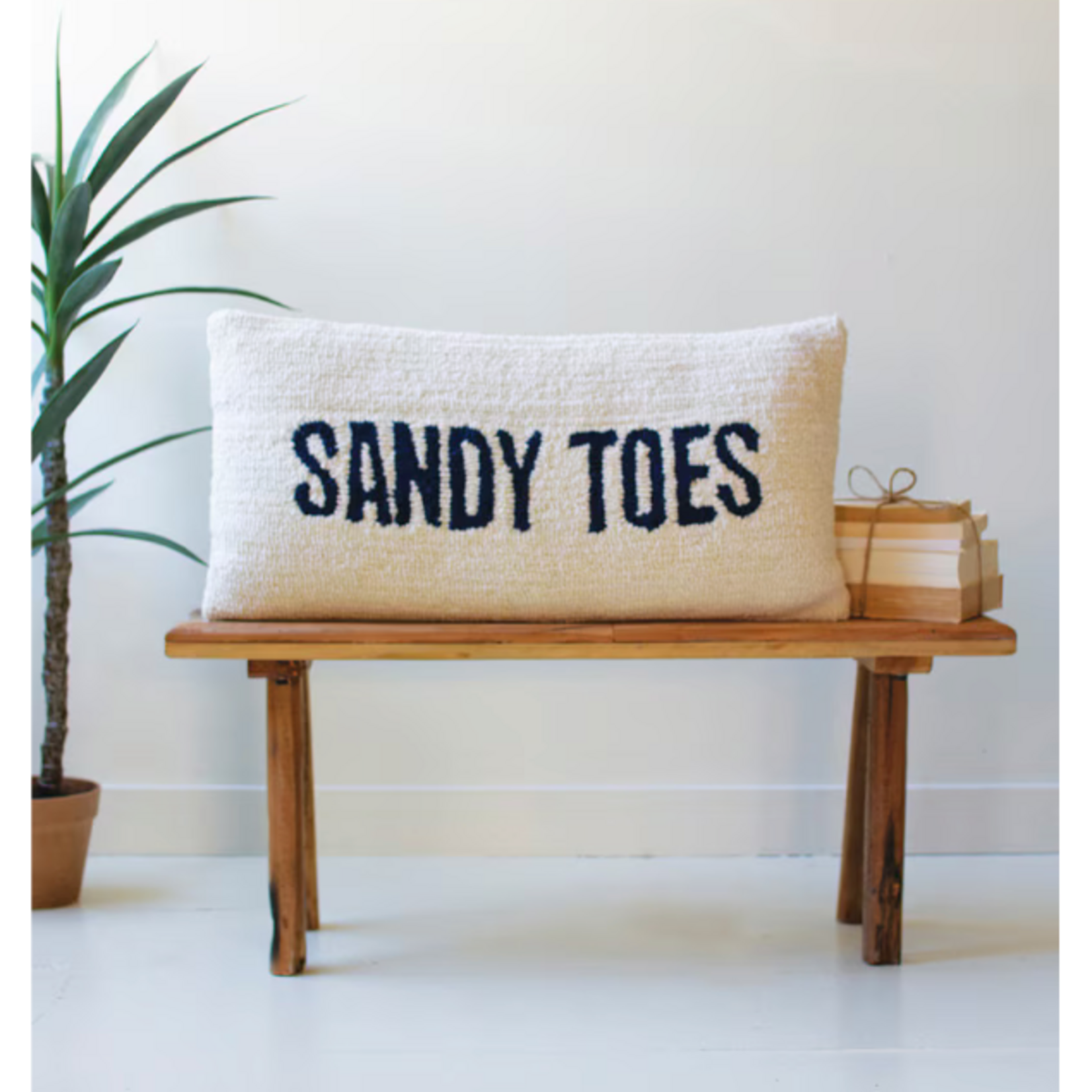 Outside The Box 24x14 "Sandy Toes" Hand Hooked Lumbar Pillow