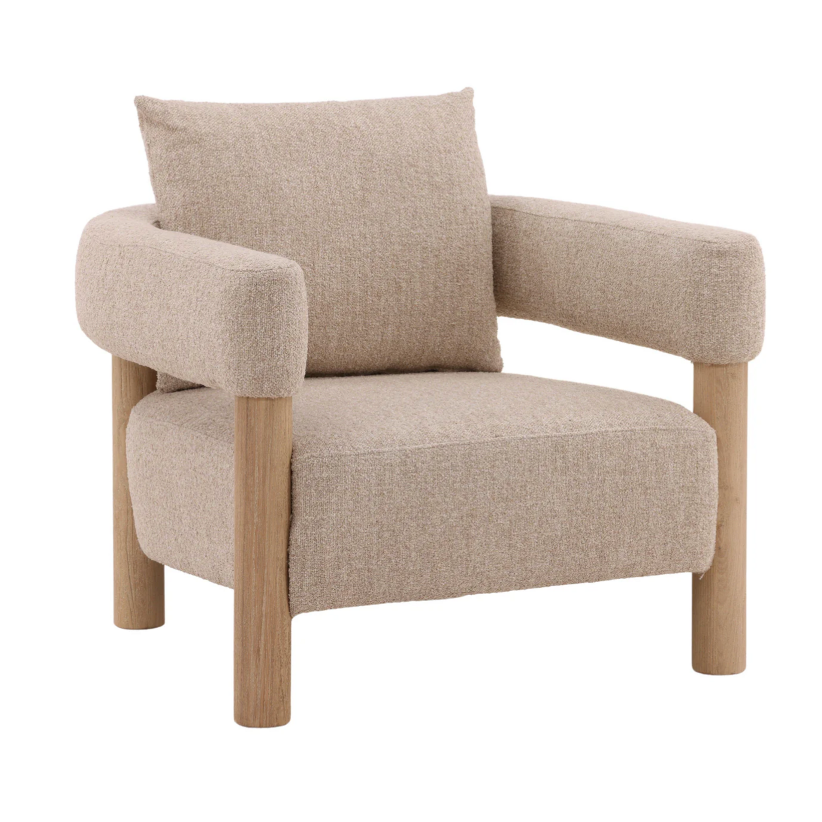 Outside The Box Theo Yukon Beige Poly Blend Performance Fabric Accent Chair