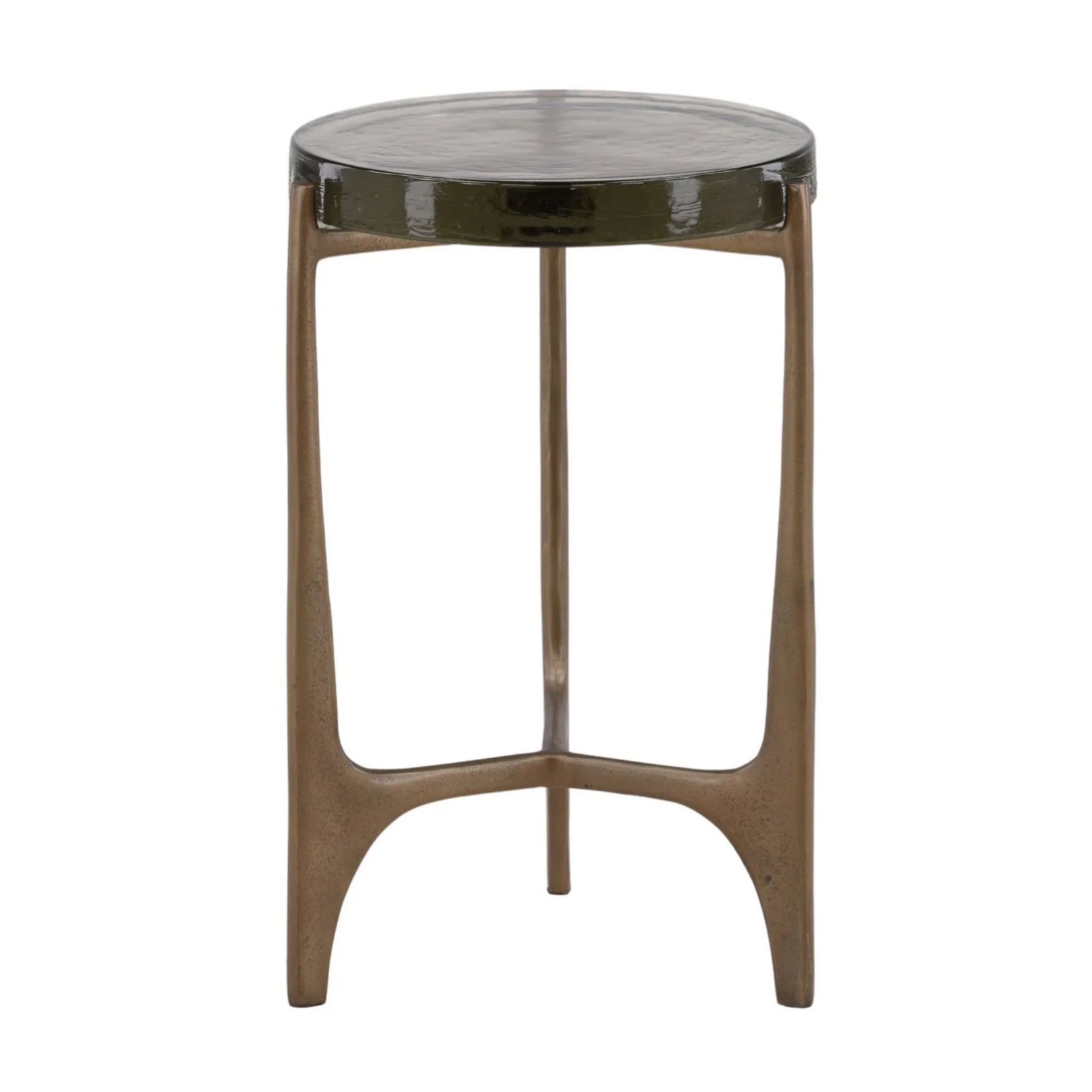 Outside The Box 22" Corentin Glass & Antique Brass Aluminum Side Table