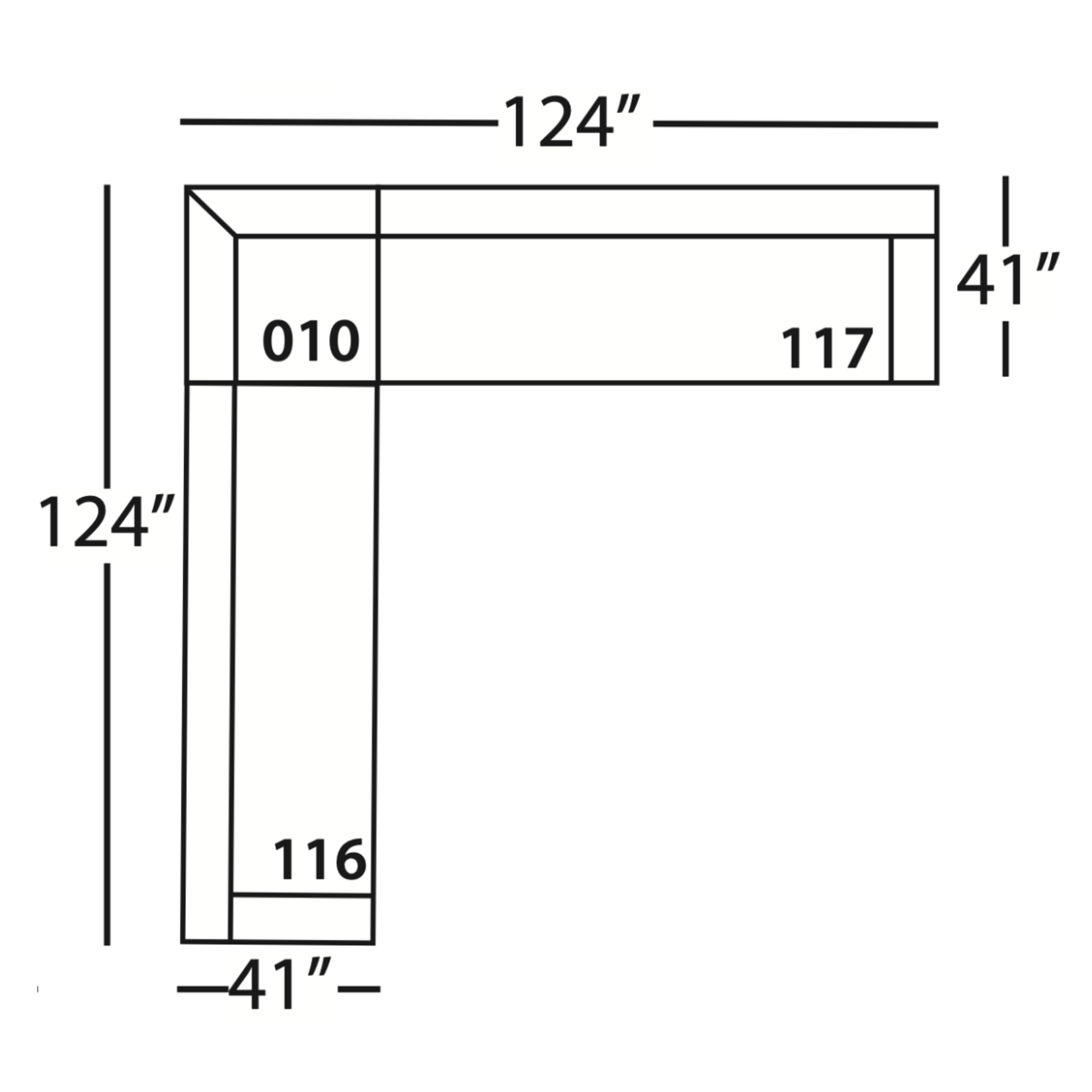 Outside The Box 124x124 Maddox Bone White Kid Proof Performance Upholstered Bliss Premium Cushion Washed Oak L-Shaped Sofa BU104-43 (AA)