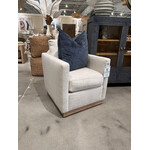 Outside The Box Alba Bone White Kid Proof Performance Fabric Upholstered Cloud Swivel Chair Washed Oak Base  BU104-43 (AA)