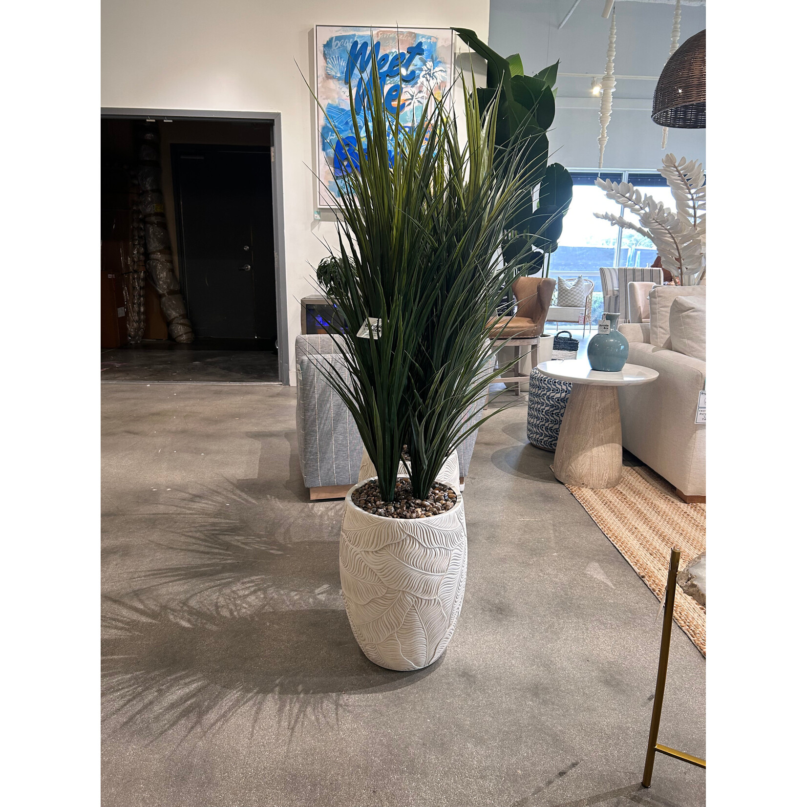 Outside The Box 60" Panicum Faux Grass In Artemis White Planter