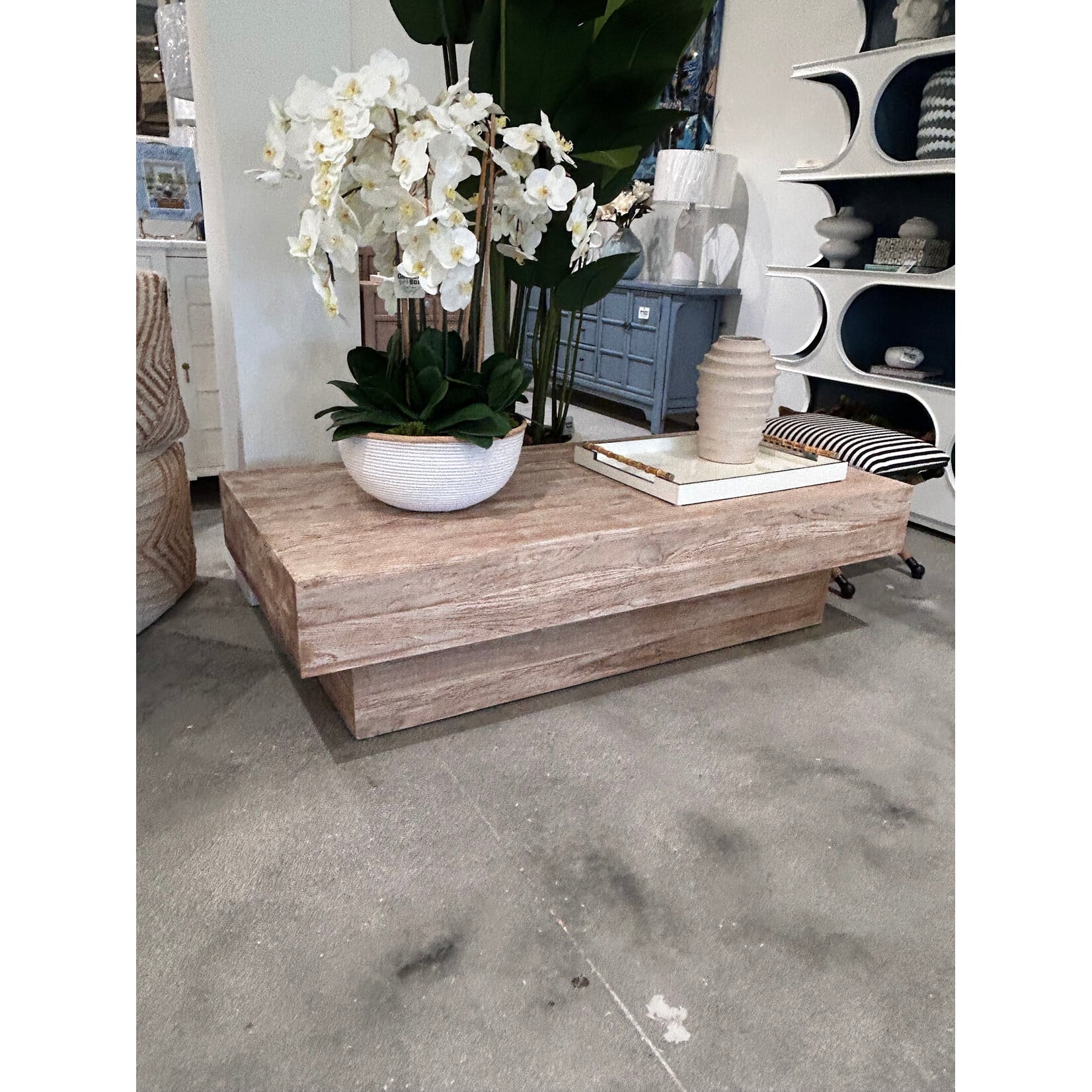 Outside The Box 67x31x18 Tuscan Solid Teak Wood Coffee Table In Custom White