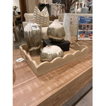 Outside The Box 24" Chloe Solid Mahogany Scalloped Round Tray In Sandbar - SNB