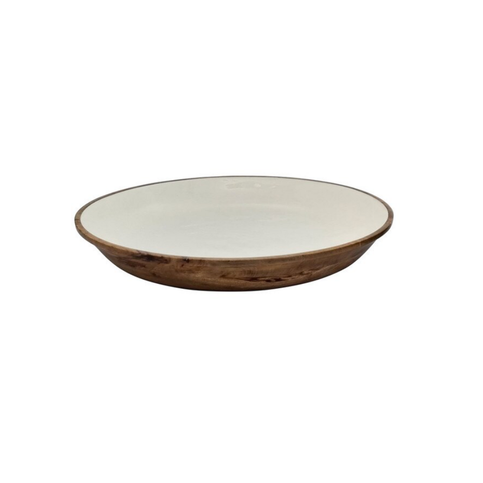 Outside The Box 15' White Enamel Mango Wood Round Bowl