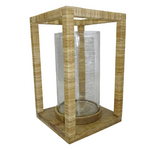 Outside The Box 18" Mango Wood Hand Crafted Rattan Wrapped Glass Lantern
