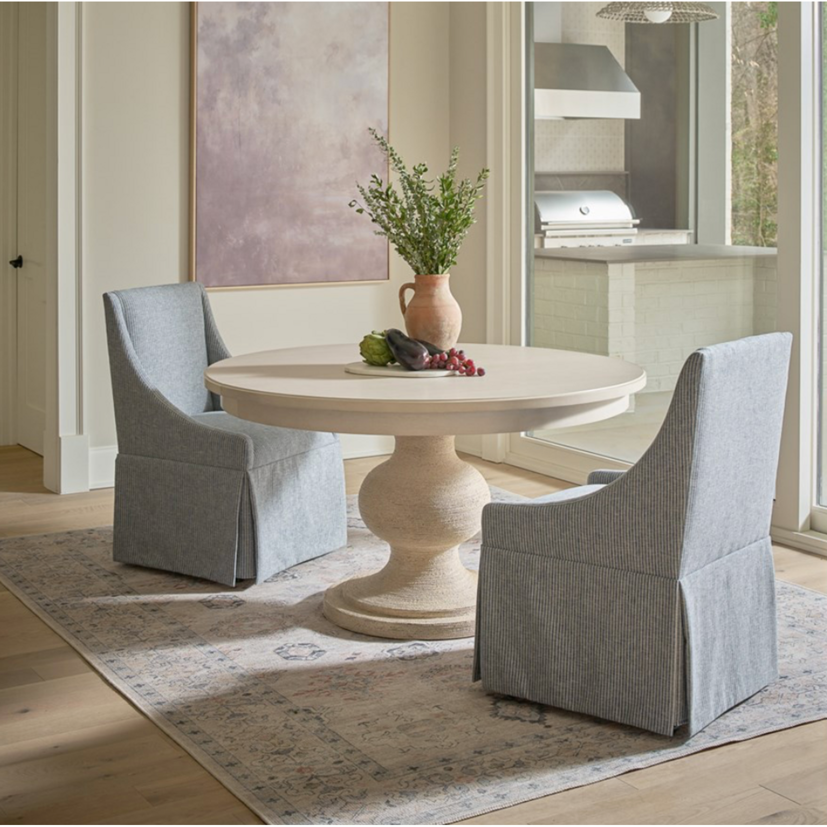 Outside The Box Lea Amherst Denim Performance Upholstered Casters Dining Chair