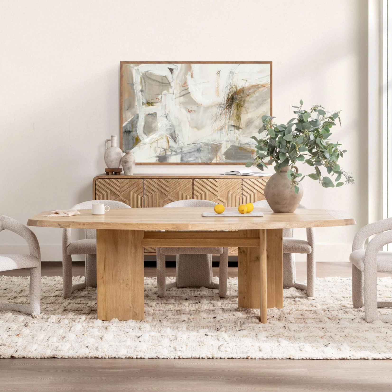 Outside The Box 95x47 Sorento Oak Wood Rectangular Dining Table In Saltair Natural