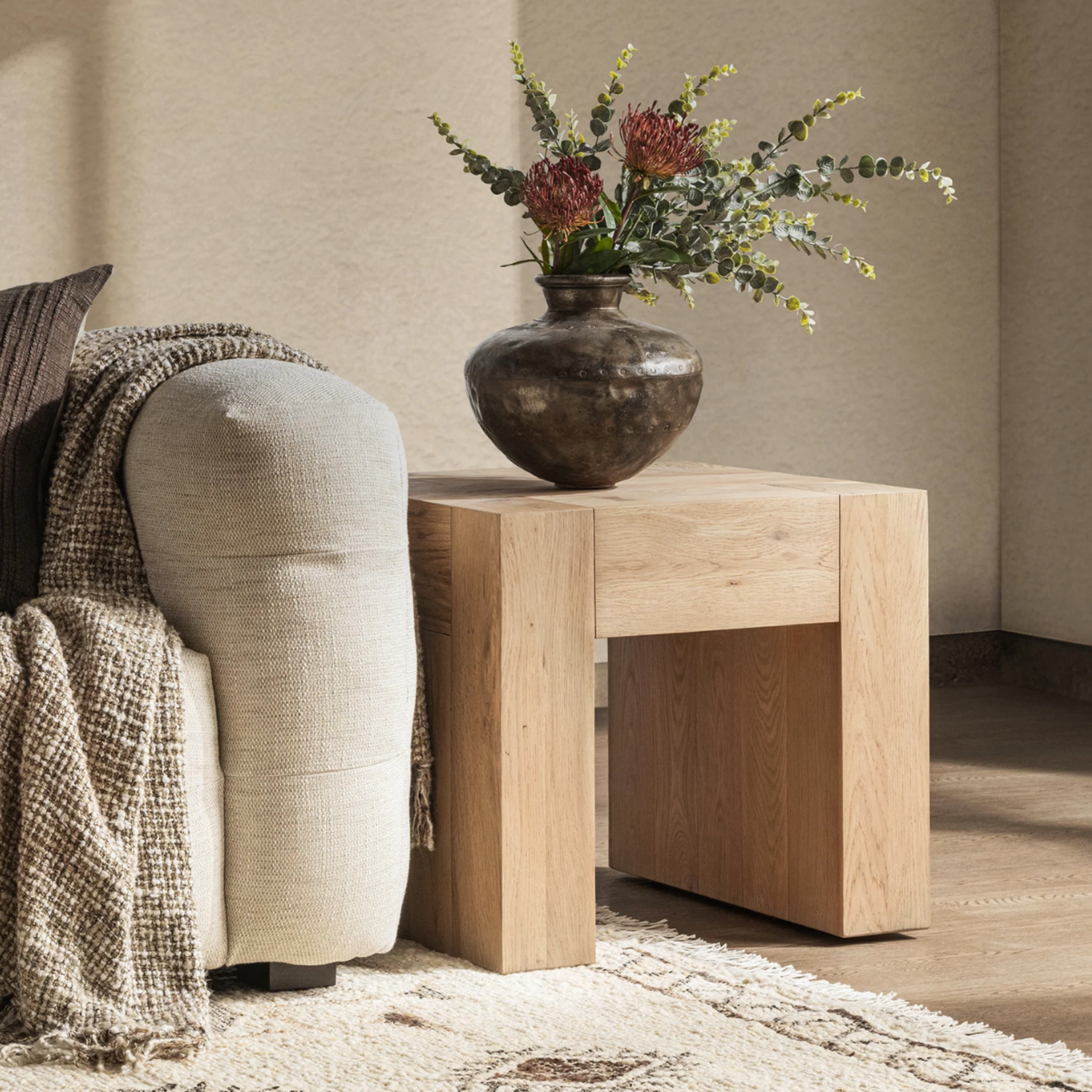 Outside The Box 24x24x22 Bristol Reclaimed Oak Side Table In Coastal Haven