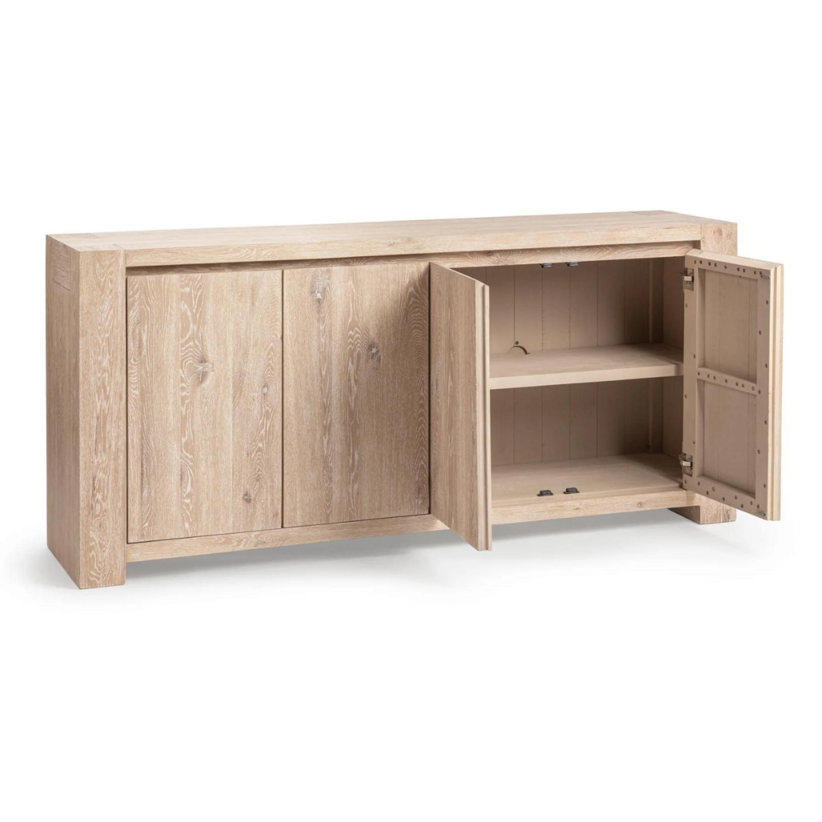 Outside The Box 78x18x36 Bristol Reclaimed Oak 4 Door Sideboard In White Washed
