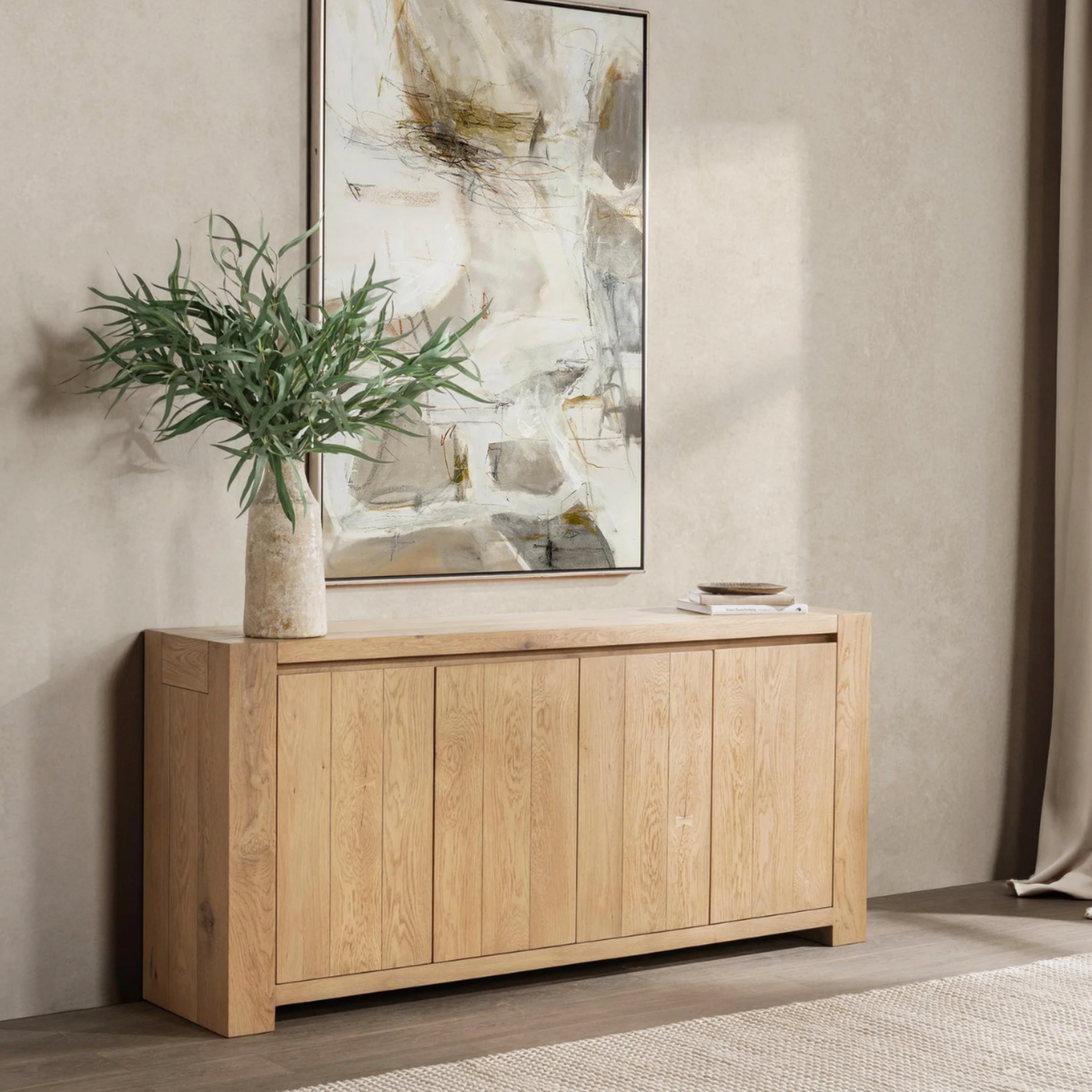 Outside The Box 78x18x36 Bristol Reclaimed Oak 4 Door Sideboard In Coastal Haven