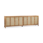Outside The Box 122x19x38 Alvin Reclaimed Pine & Rattan 8 Door Sideboard In Sandy Cove