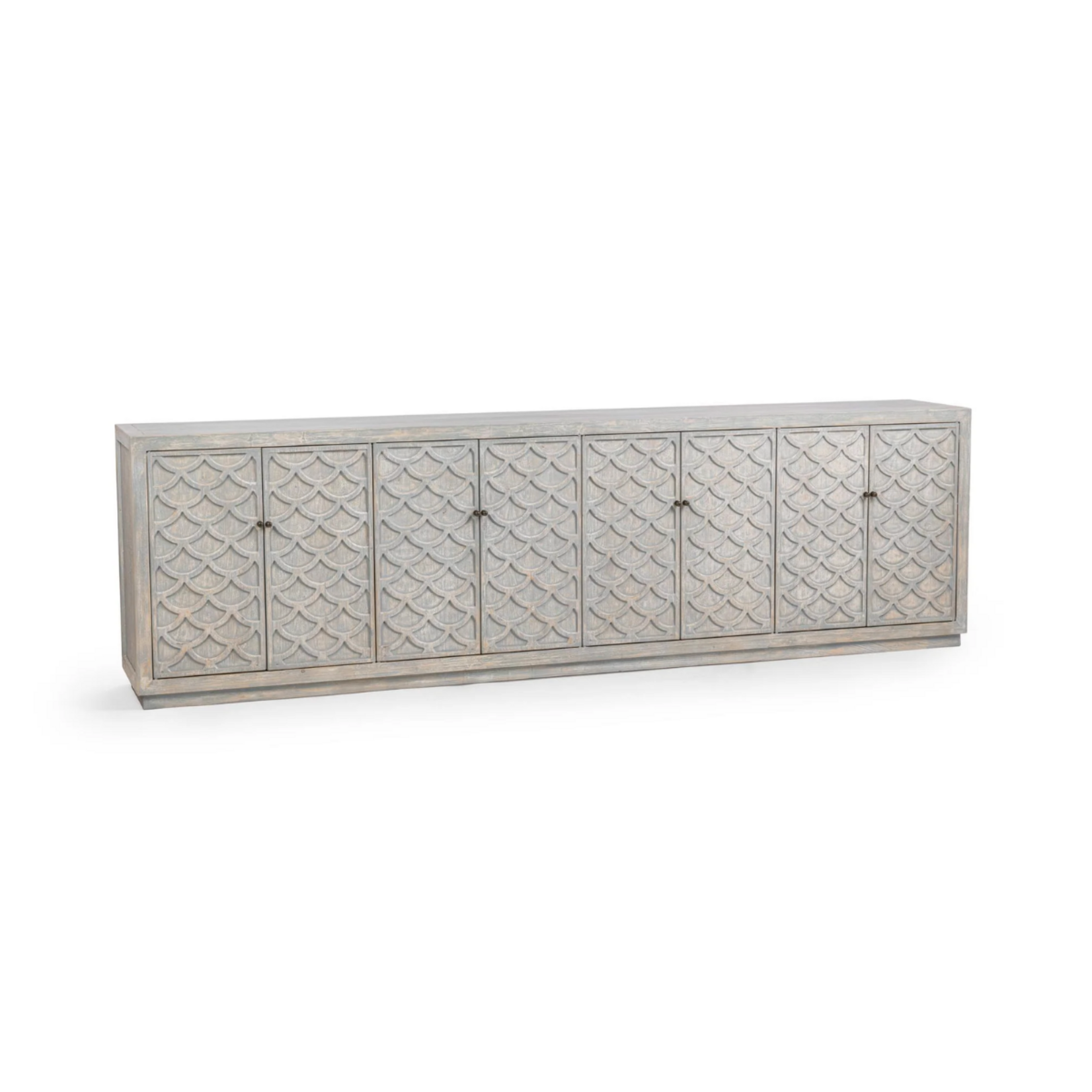 Outside The Box 122x19x36 Malibu Reclaimed Pine Wood 8 Door Sideboard In Blue Washed