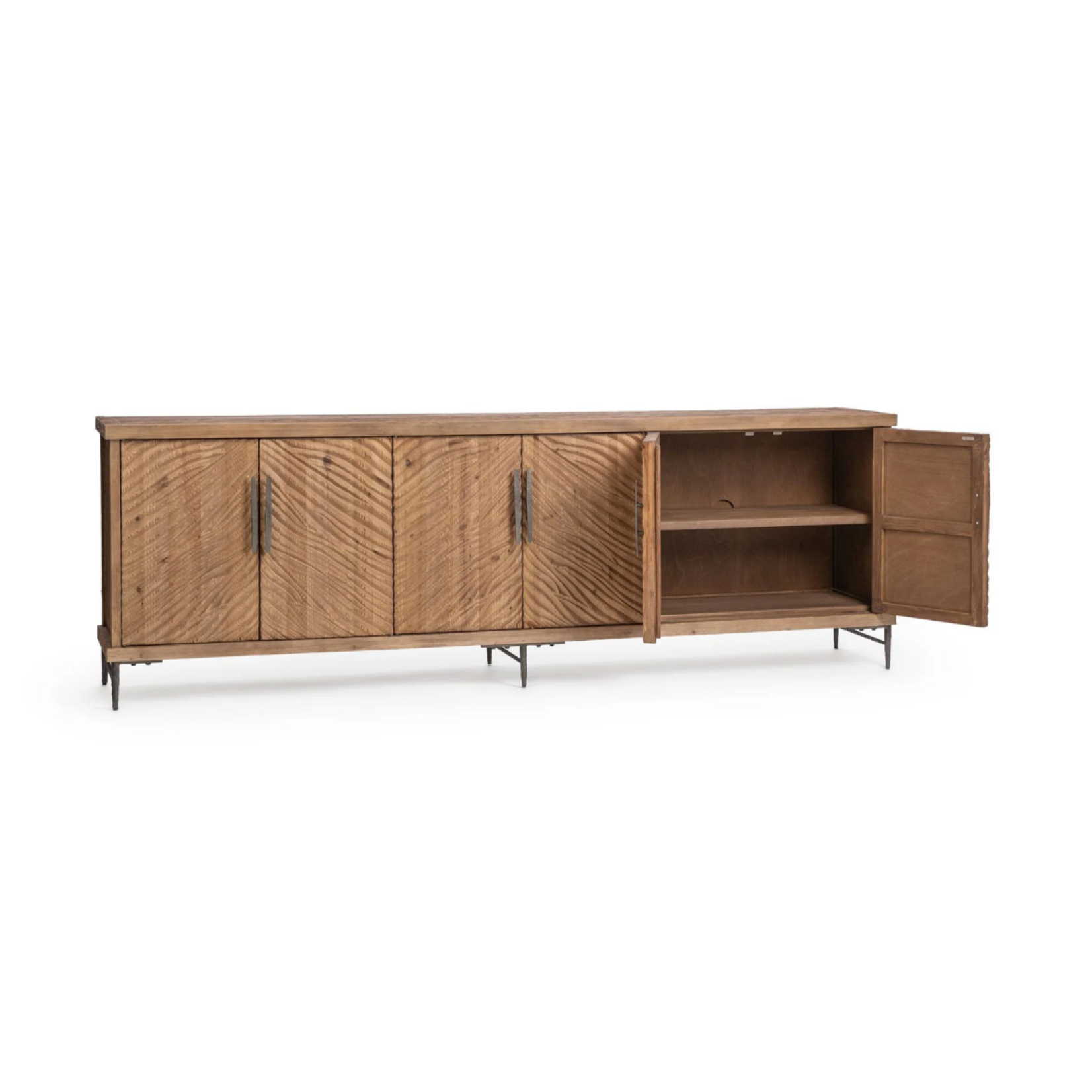 Outside The Box 106x18x36 Edison Reclaimed Pine 6 Door Sideboard In Sandy Cove