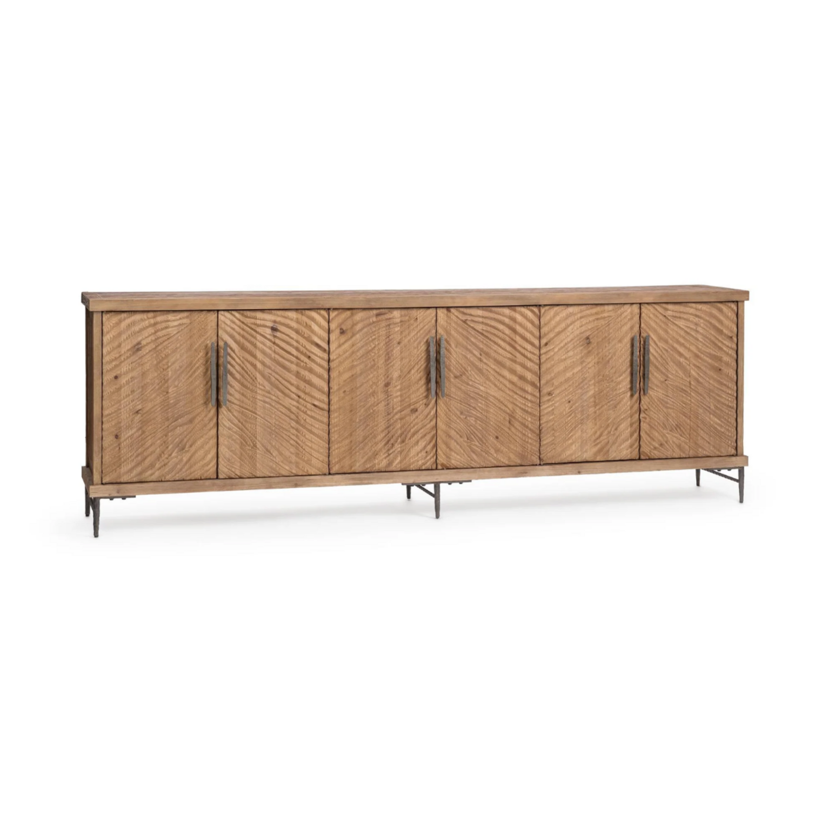 Outside The Box 106x18x36 Edison Reclaimed Pine 6 Door Sideboard In Sandy Cove