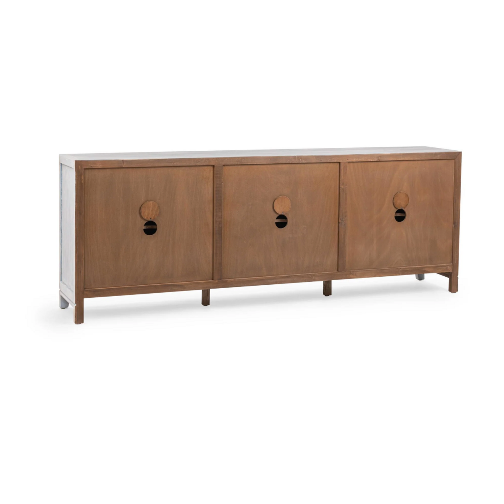 Outside The Box 98x18x36 Ambrose Reclaimed Pine 6 Door Sideboard In Soft Coastal Blue & Natural