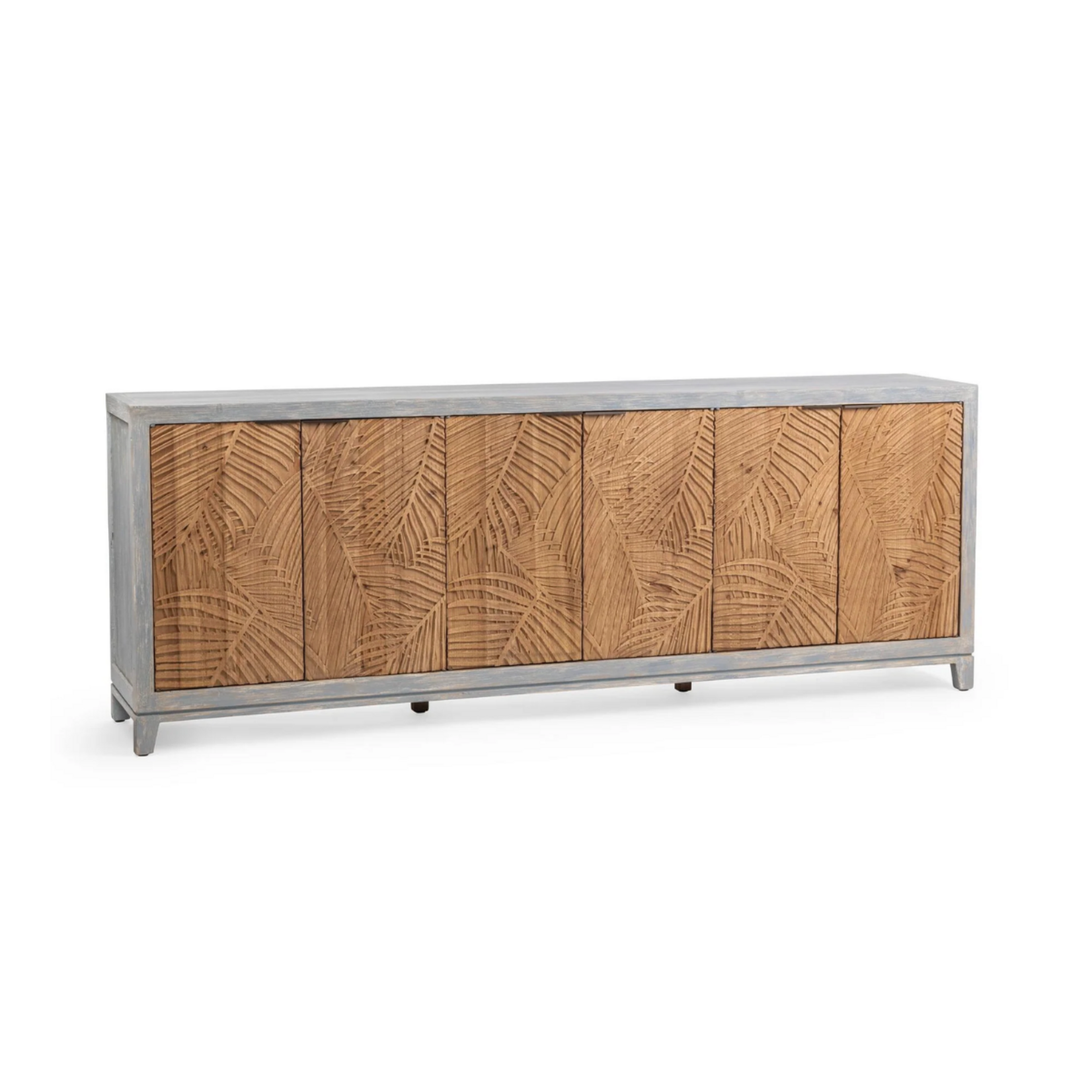 Outside The Box 98x18x36 Ambrose Reclaimed Pine 6 Door Sideboard In Soft Coastal Blue & Natural
