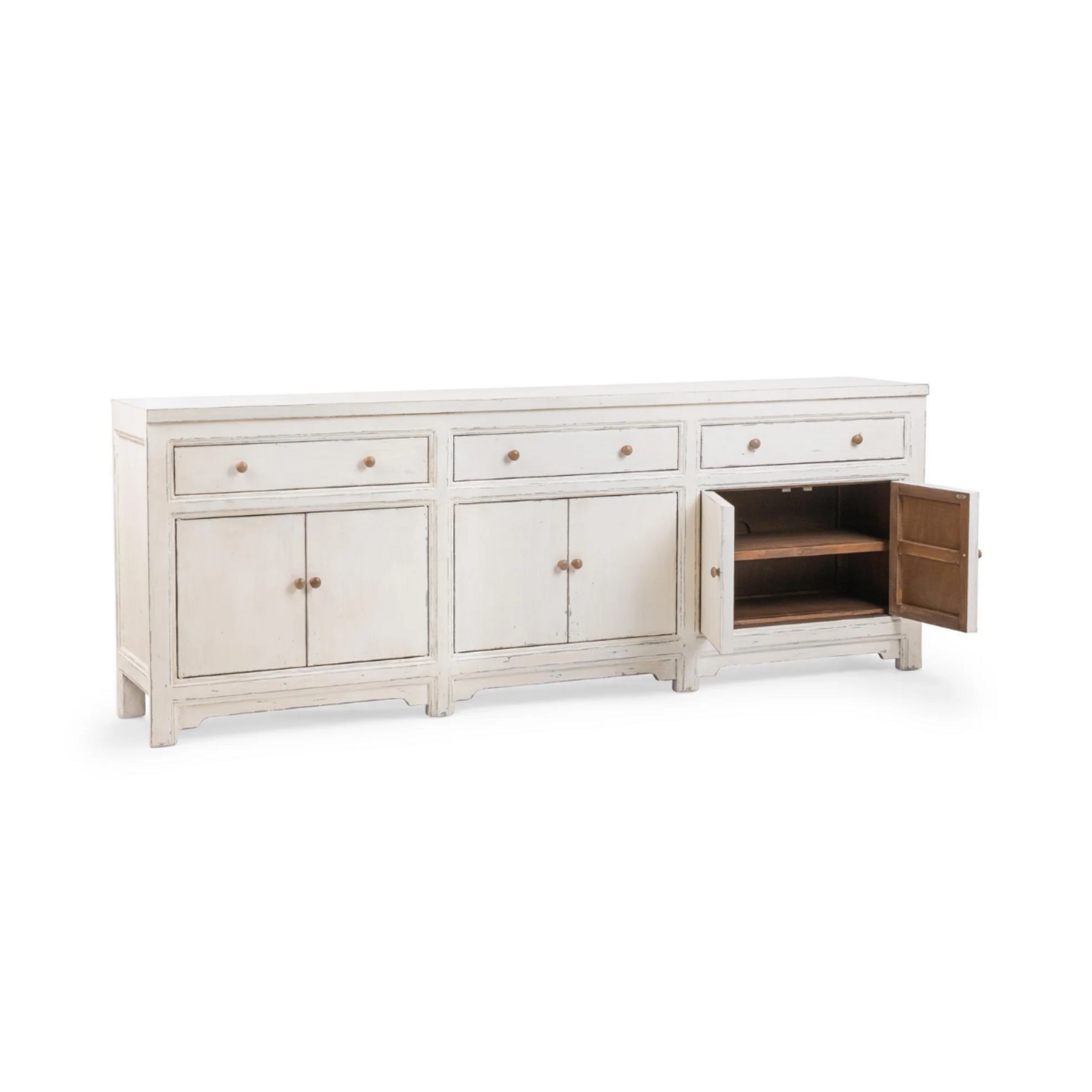 Outside The Box 104x18x38 Winford Reclaimed Pine 3 Drawer 6 Door Sideboard In Coastal Cream