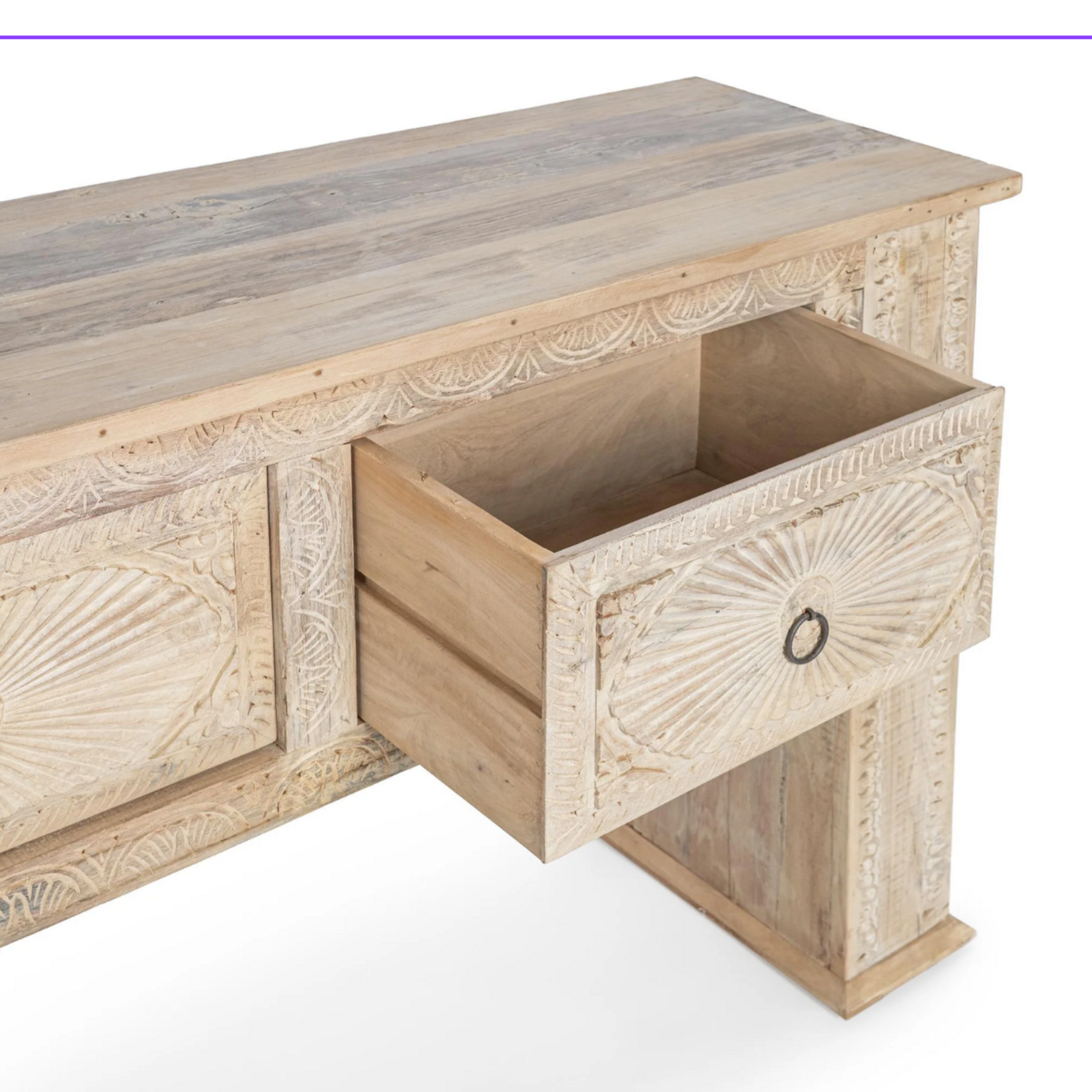 Outside The Box 108x18x36 Qena Reclaimed Butterwood Blend 4 Drawer Console