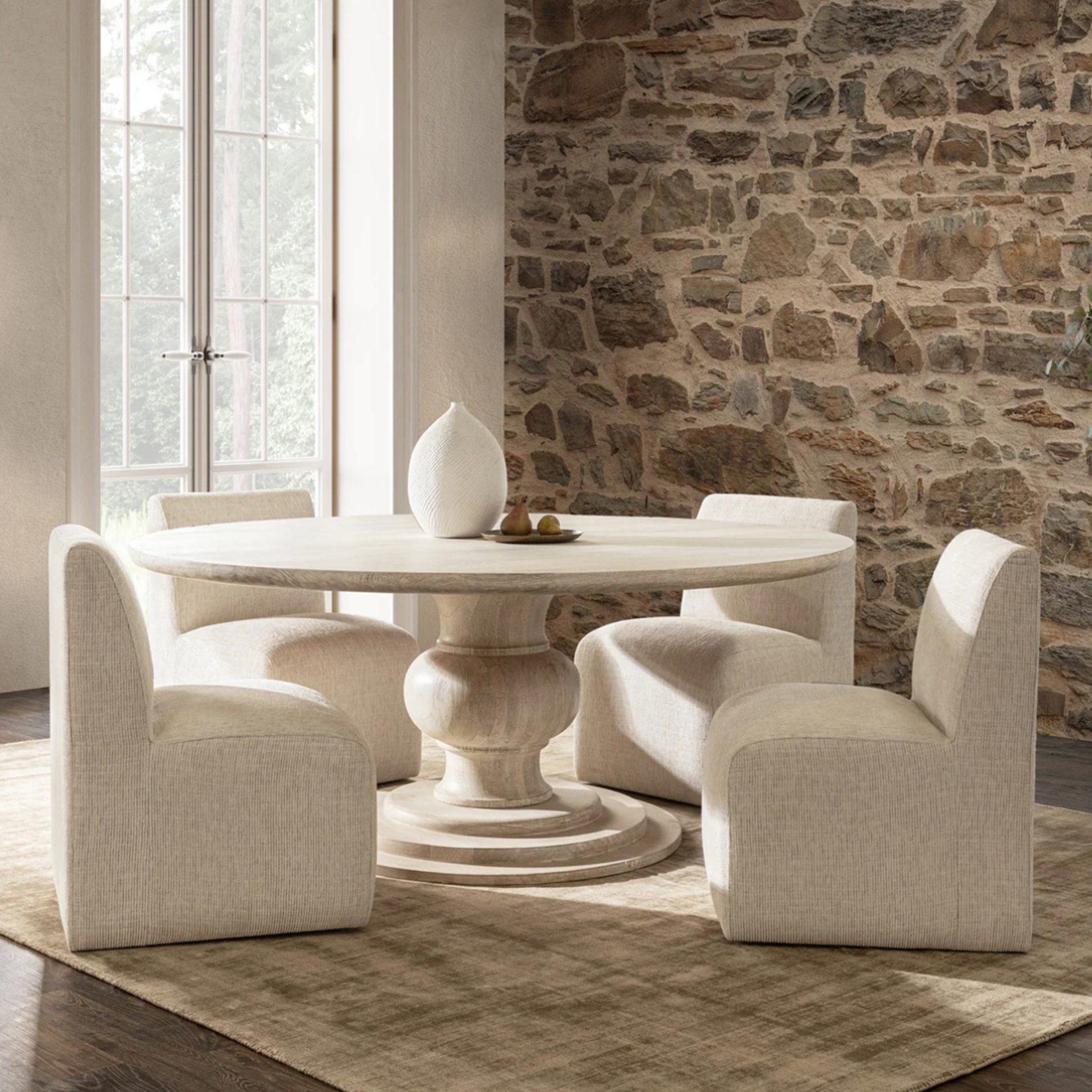 Outside The Box Brighton Beige Vanilla 100% Poly Performance Casters Dining