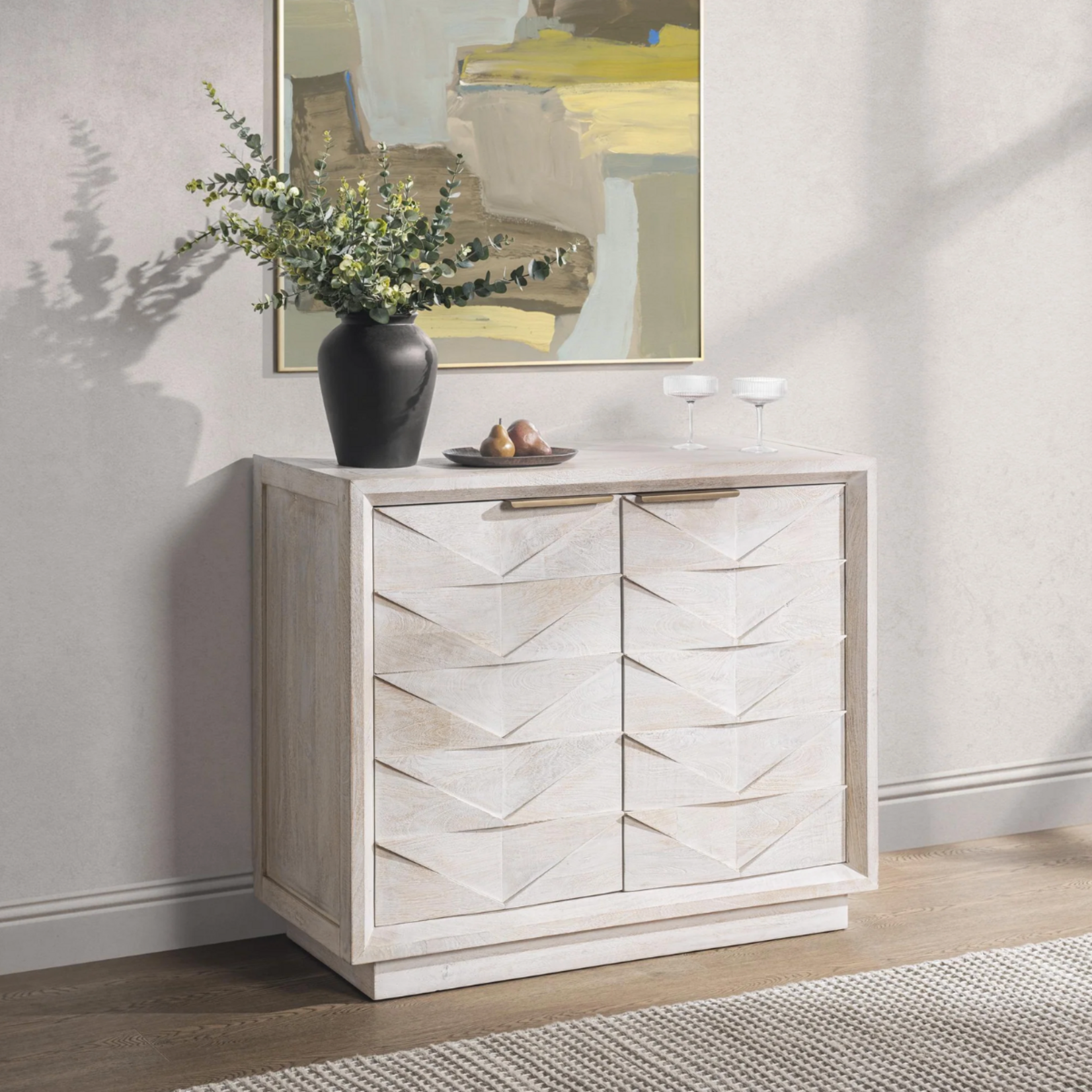 Outside The Box 42x18x36 Marvin Mango Wood 2 Door Buffet Cabinet