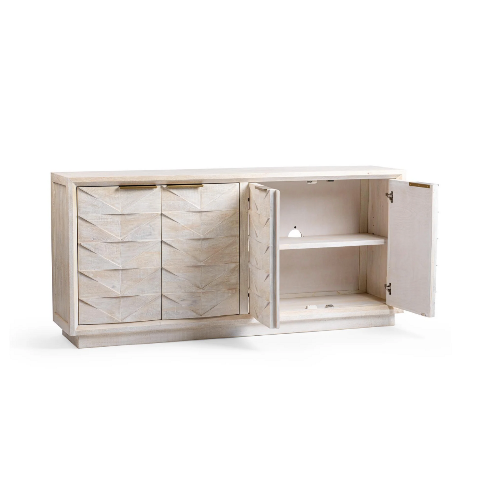 Outside The Box 78x18x36 Marvin Mango Wood 4 Door Buffet Cabinet