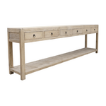 Outside The Box 110x18x35 Weathered Natural Solid Aged Wood 6 Drawer Console