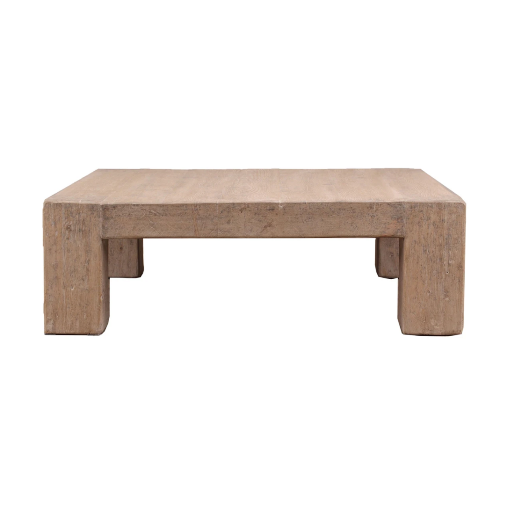 Outside The Box 55x55x17 Ravello Weathered Gray Solid Aged Wood Hand Crafted Square Coffee Table