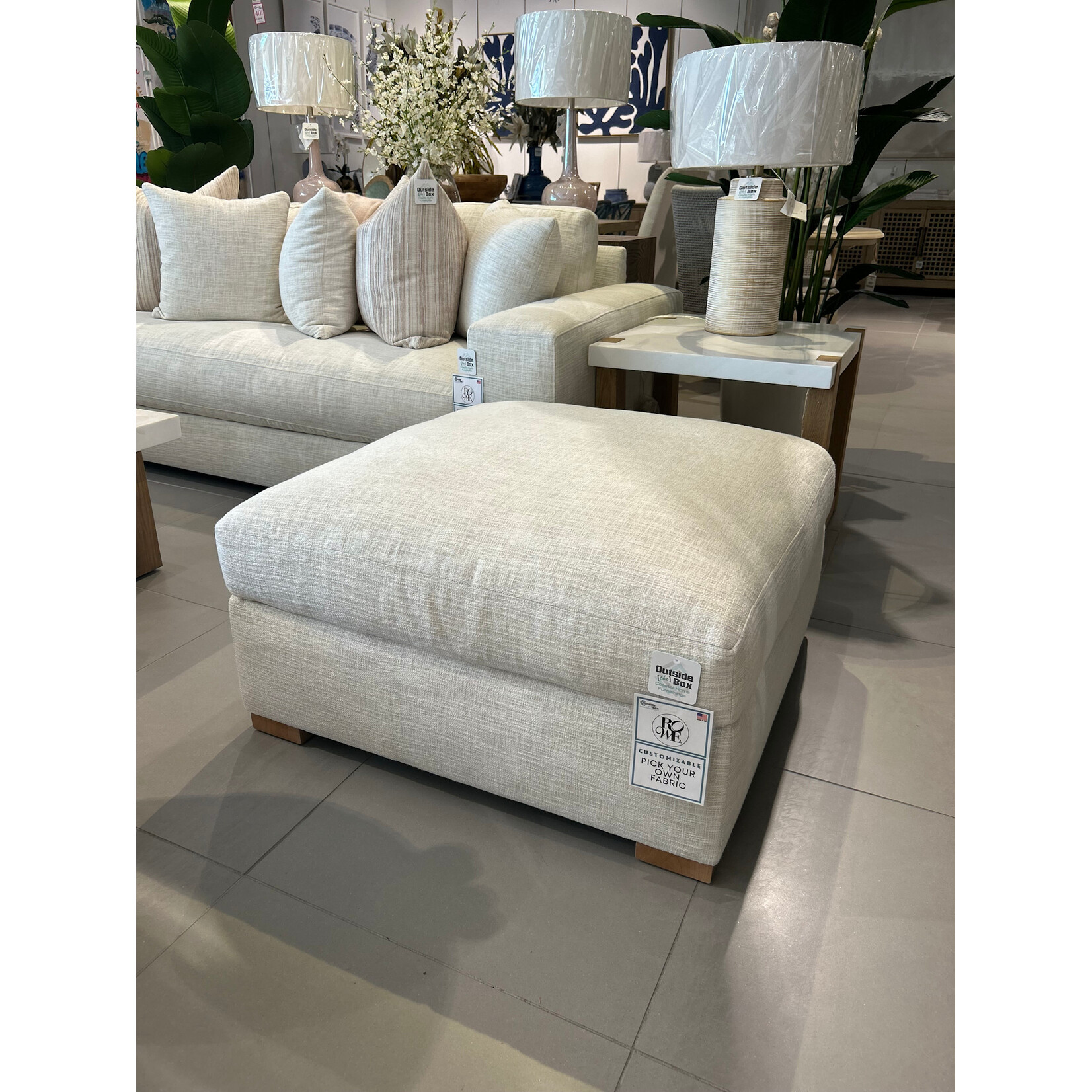 Outside The Box 36x36 Asher Bone White Harmony Cushion Lounge Modular Upholstered Ottomans BU104-43 (AA)
