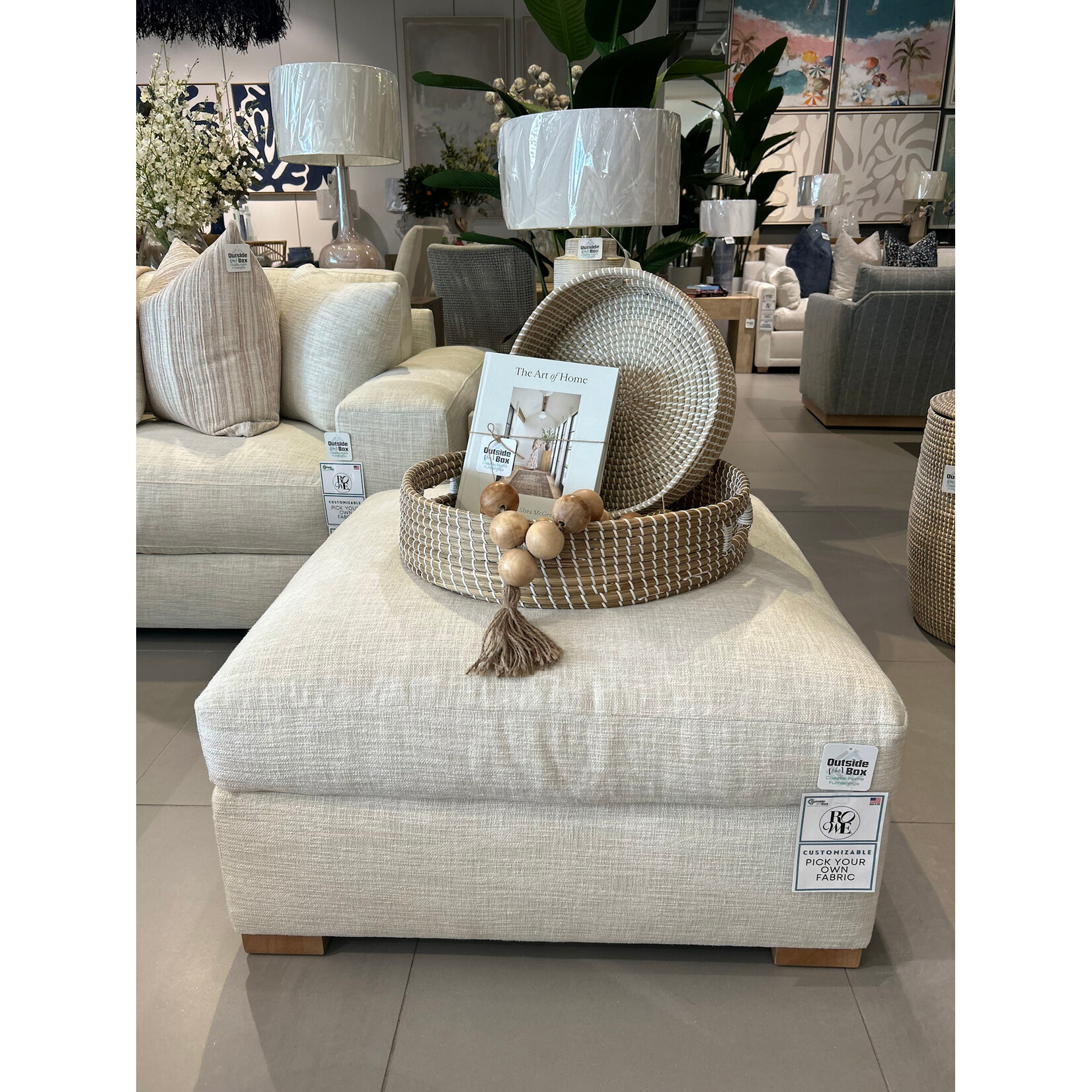 Outside The Box 36x36 Asher Bone White Harmony Cushion Lounge Modular Upholstered Ottomans BU104-43 (AA)